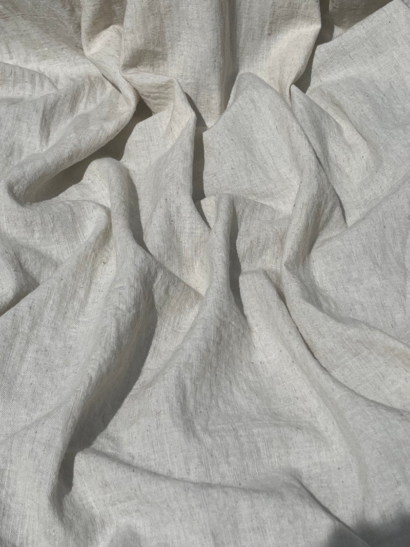 Neutral Unbleached Linen Organic Cotton Blended Fabric By The Meter.