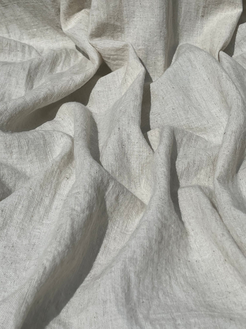 Neutral Unbleached Linen Organic Cotton Blended Fabric By The Meter.
