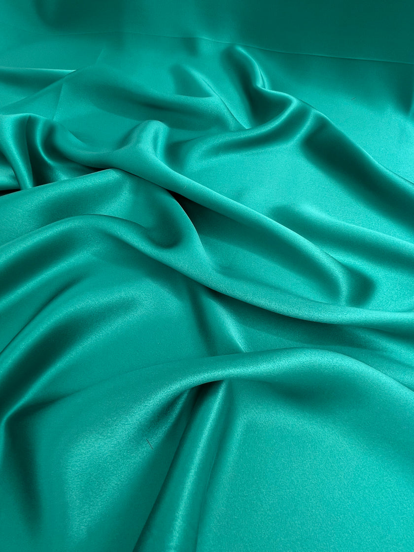 Emerald Green Satin Pure Silk, Silk By The Yard.