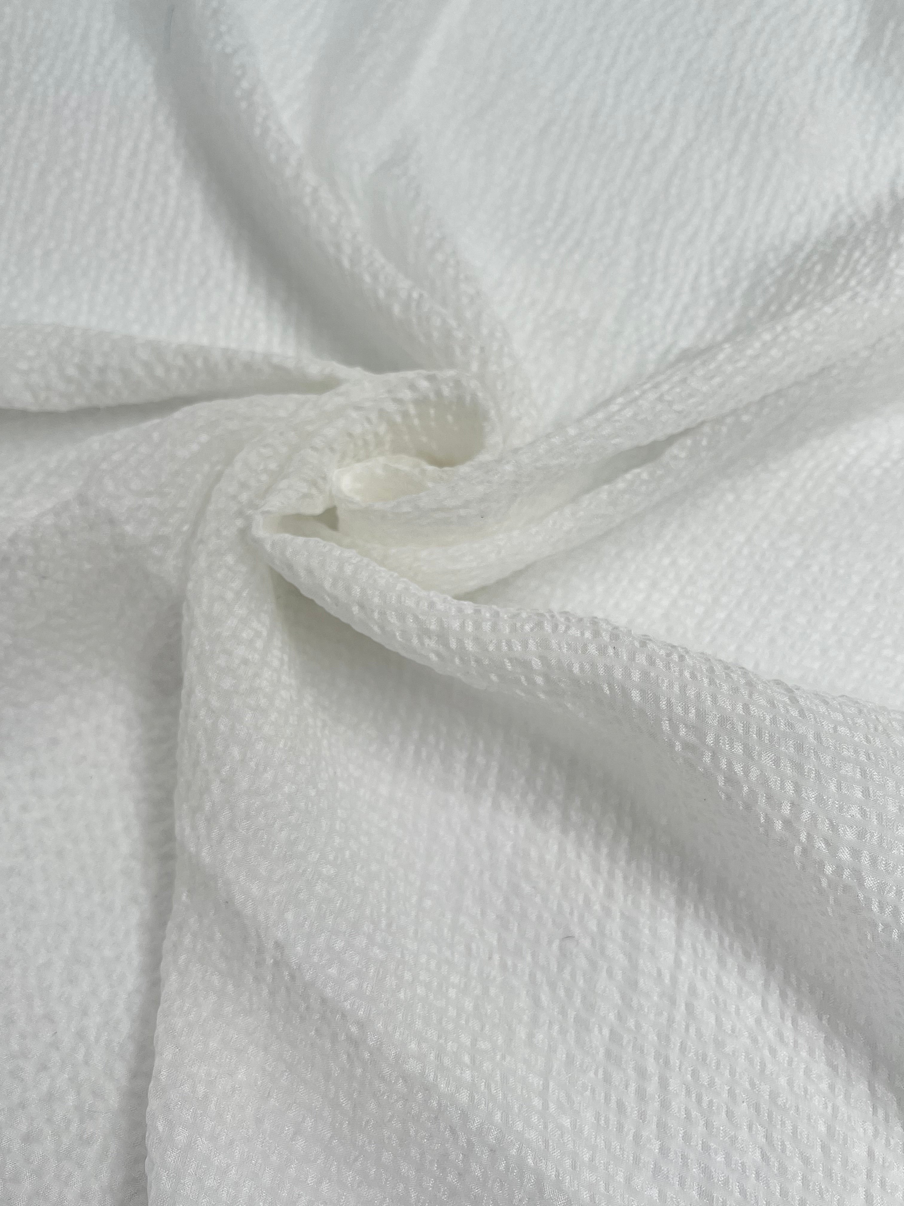 Transparent White Crinkle Effect Satin Pure Silk.