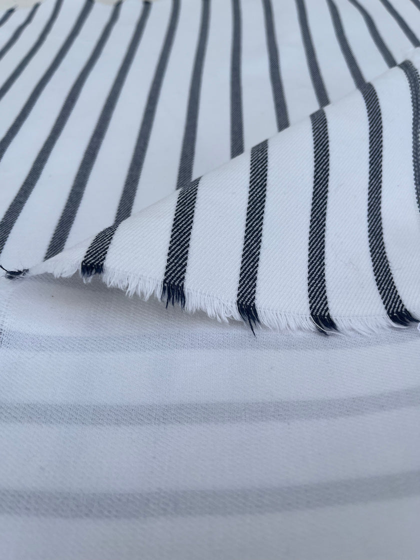 Heavy Weight Softened Cotton Fabric By The Yard- Upholstery Striped /400/gr