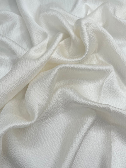 White Crinkle Effect Satin Pure Silk.