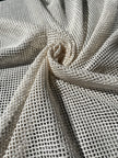 Tissu biologique doux en coton maillé, blanc écru - options de couleur noire disponibles, tissu en maille fluide transparent et doux.