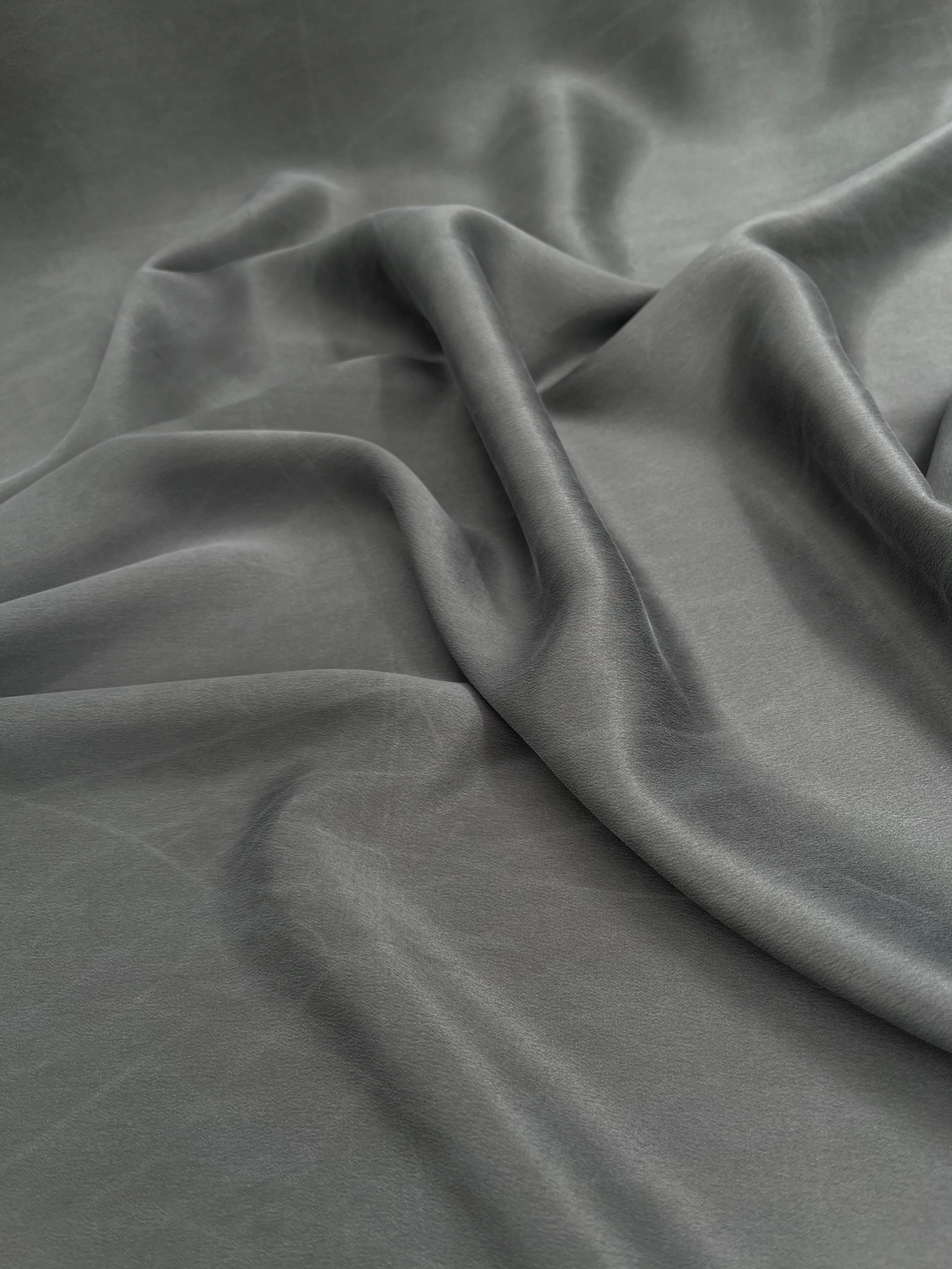 Stoned Gray Satin Pure Silk.