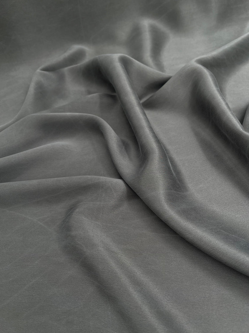 Stoned Gray Satin Pure Silk.