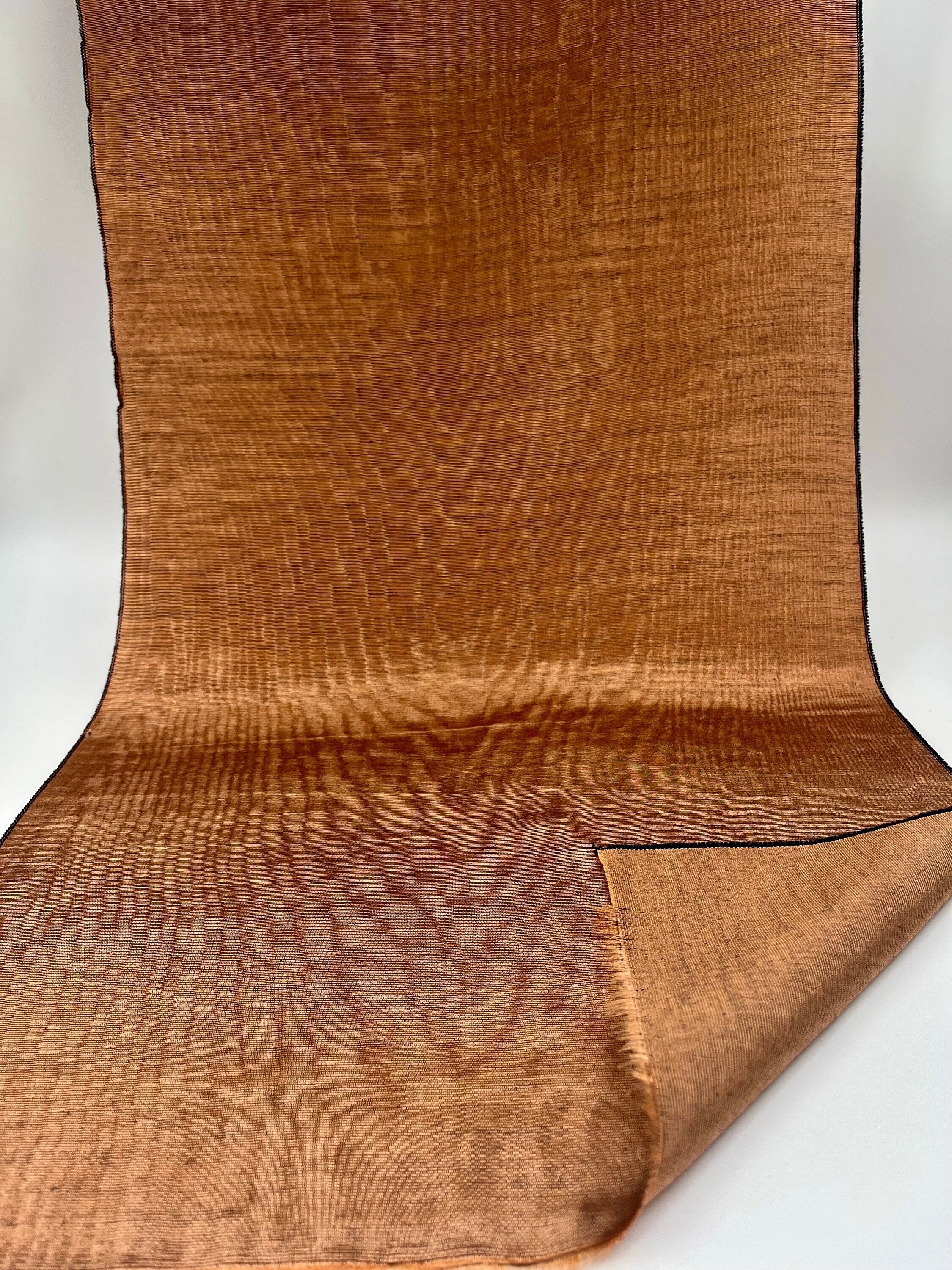 Cinnamon Silk Fabric, Moire Silk Fabric, Silk By The Yard. Watermark Pattern.
