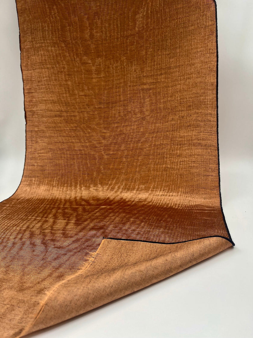 Cinnamon Silk Fabric, Moire Silk Fabric, Silk By The Yard. Watermark Pattern.