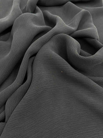 Stoned Gray Crinkle Effect Satin Pure Silk.