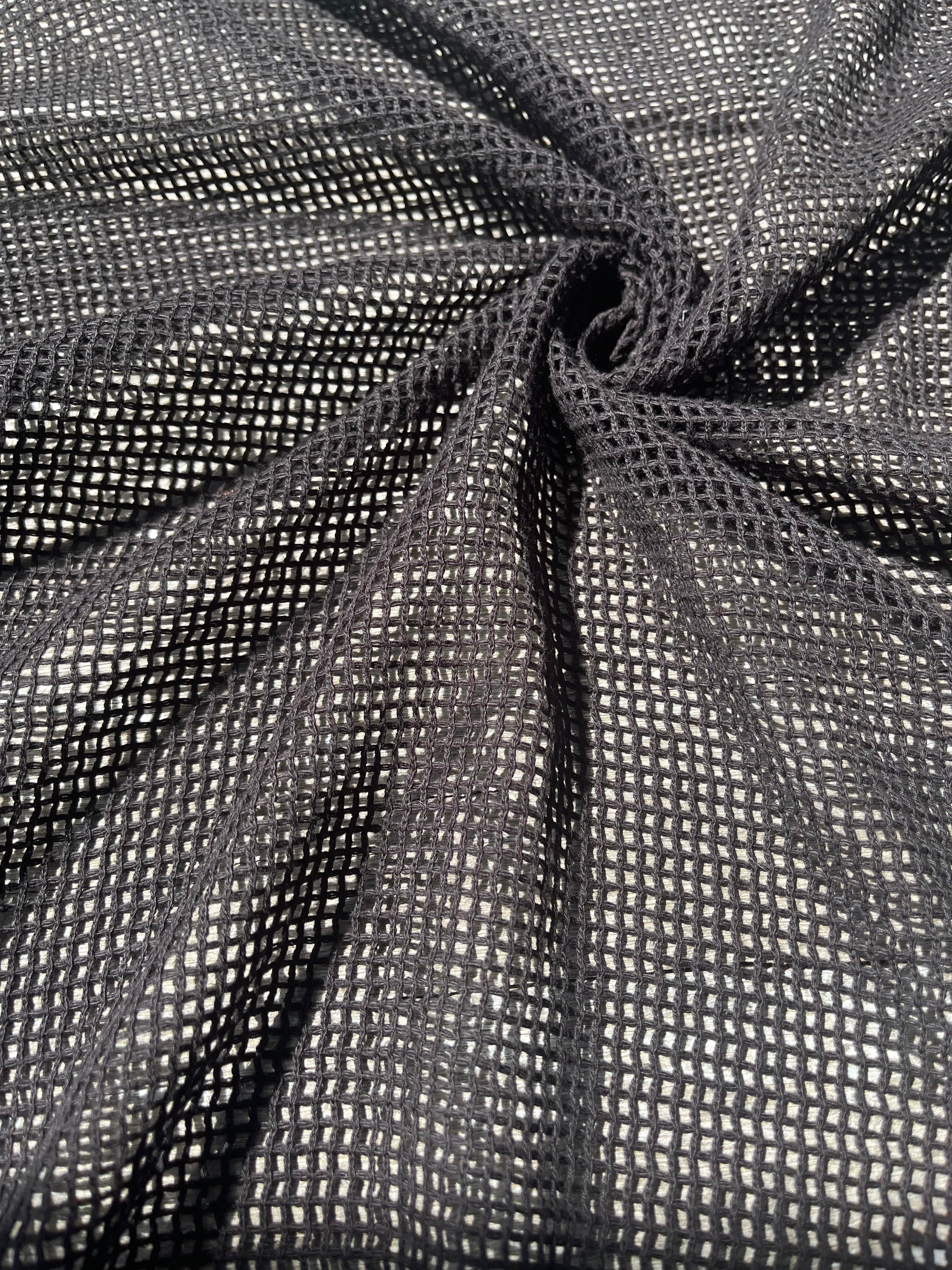 Tissu biologique doux en coton maillé, blanc écru - options de couleur noire disponibles, tissu en maille fluide transparent et doux.