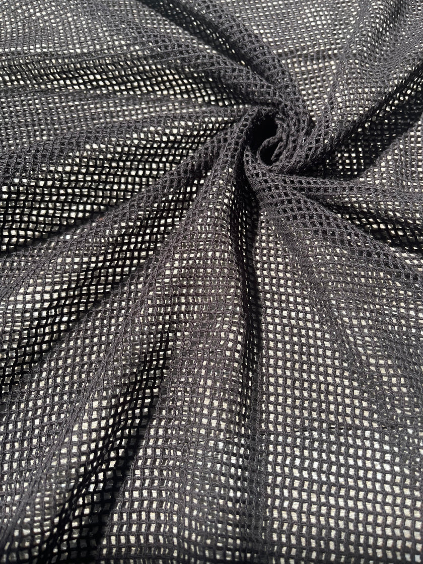 Tissu biologique doux en coton maillé, blanc écru - options de couleur noire disponibles, tissu en maille fluide transparent et doux.