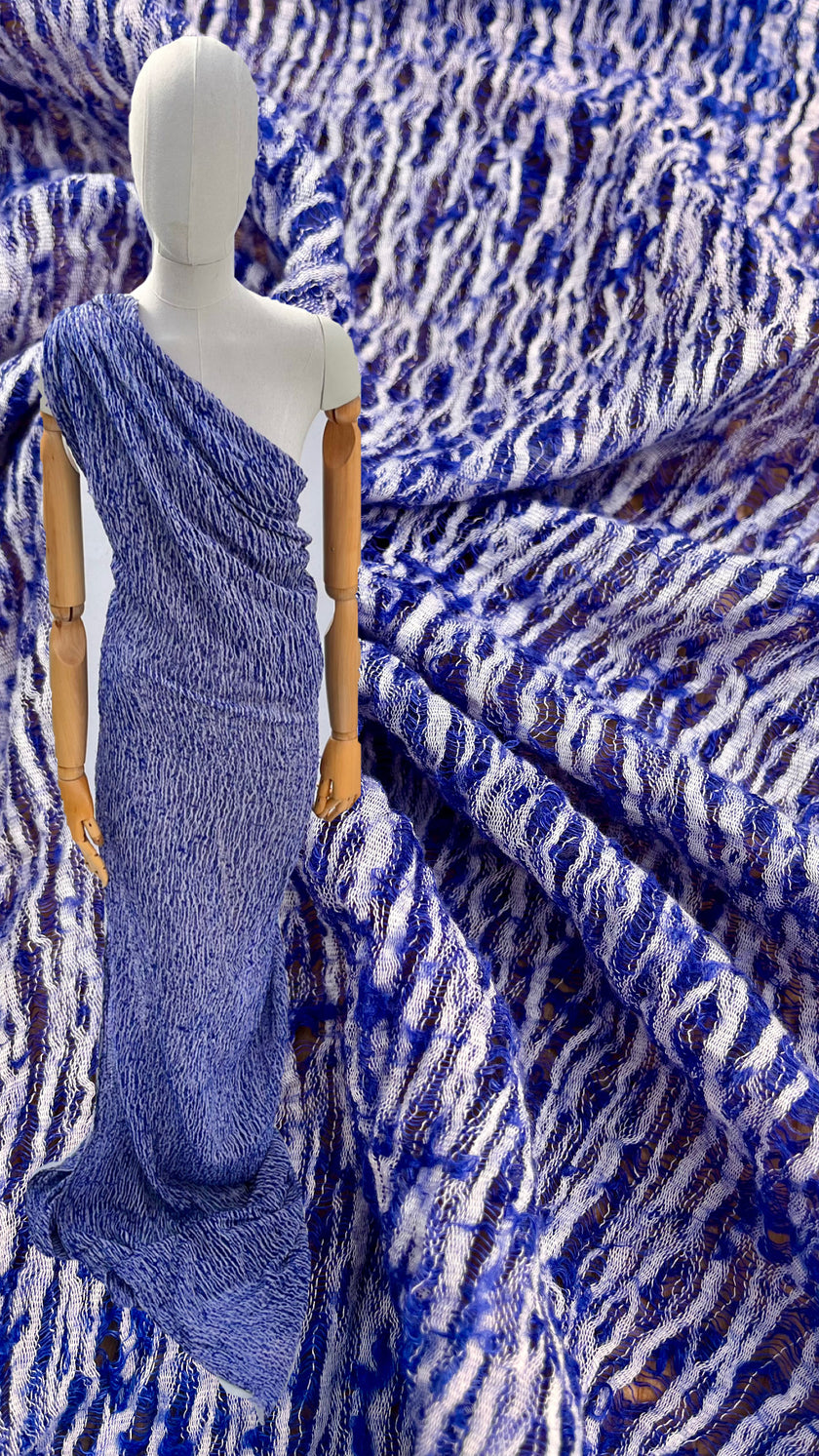 Blue Unique Natural Fabrics: Funky, Sheer, and Textured Cotton Linen.