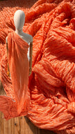 Orange Natural Sheer, Textured Cotton Linen Mix Special Fabrics.