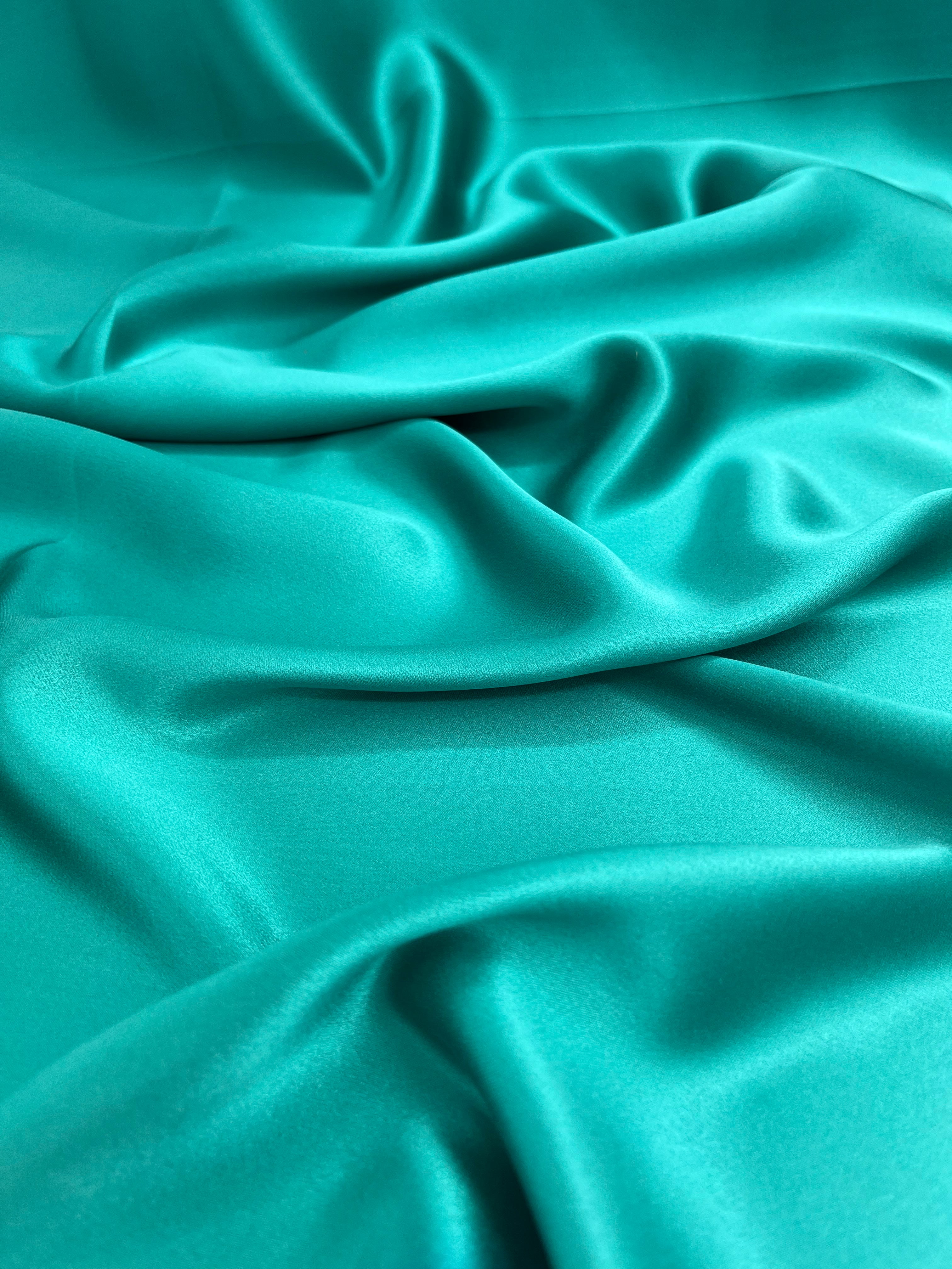 Emerald Green Satin Pure Silk, Silk By The Yard.