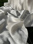 White Crinkle Effect Satin Pure Silk.
