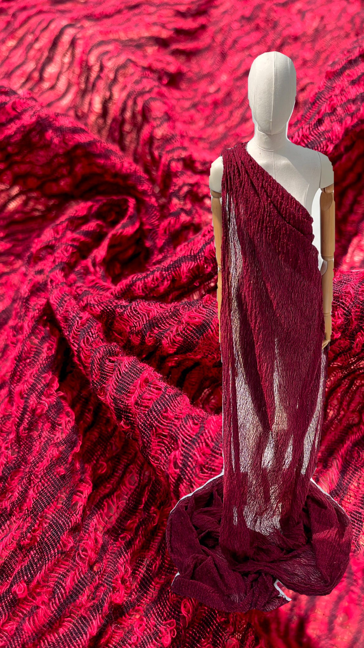 Red Textured Linen Fabric By The Yard Natural Fabrics.