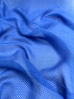 Şeffaf Deniz Mavisi Gingham Desenli Taşlı İpek Saten Saf İpek, Metre Metre İpek, İpek Şifon, Dut İpeği, İpek Metre, Ağır İpek, Lüks İpek Kumaş. 12mm/ 143 cm genişlik.