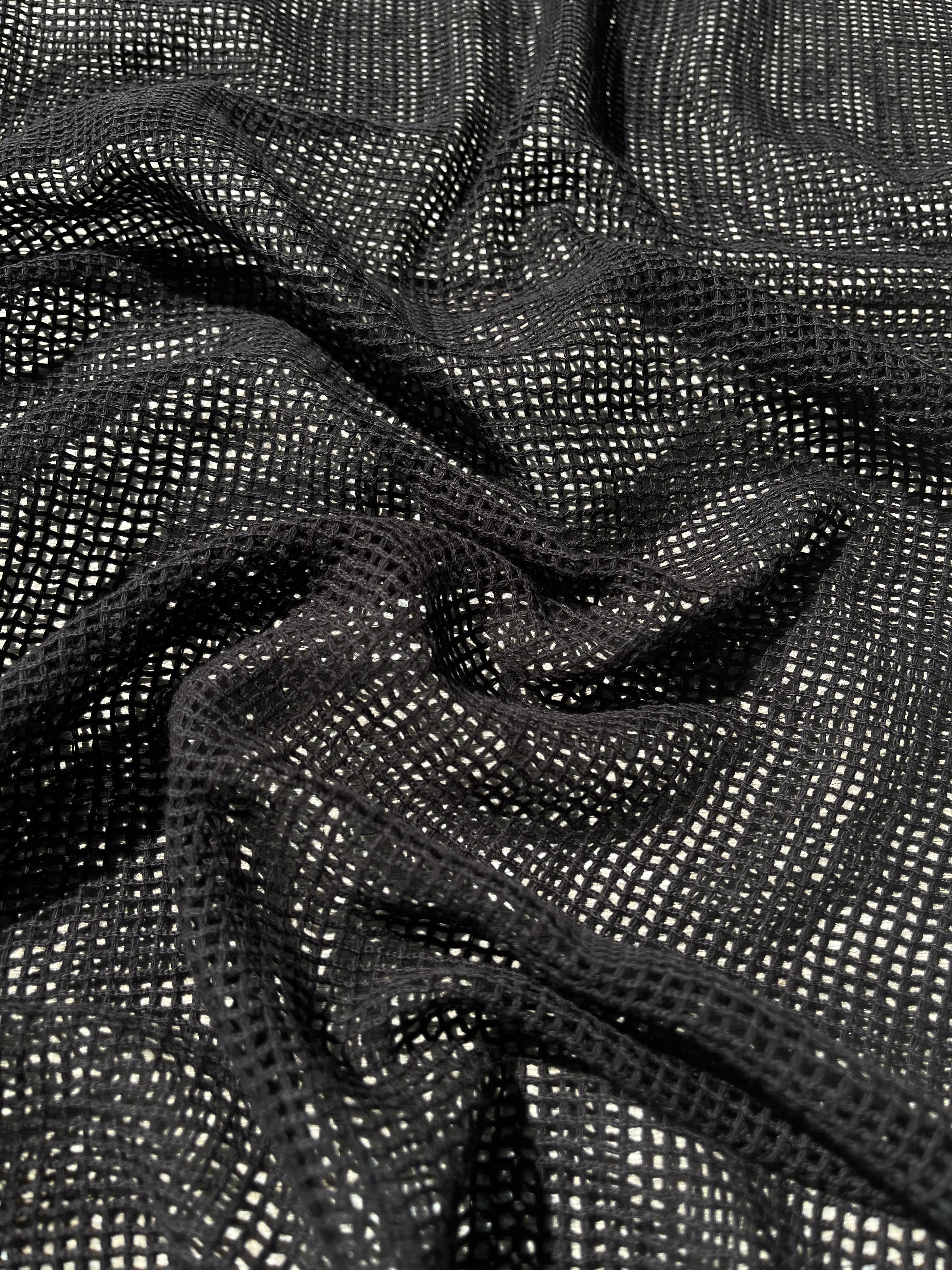 Tissu biologique doux en coton maillé, blanc écru - options de couleur noire disponibles, tissu en maille fluide transparent et doux.