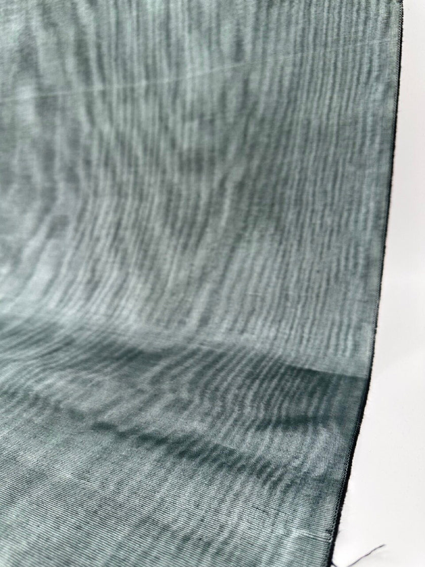 Sage Green Silk Fabric, Moire Silk Fabric, Silk By The Yard. Watermark Pattern.