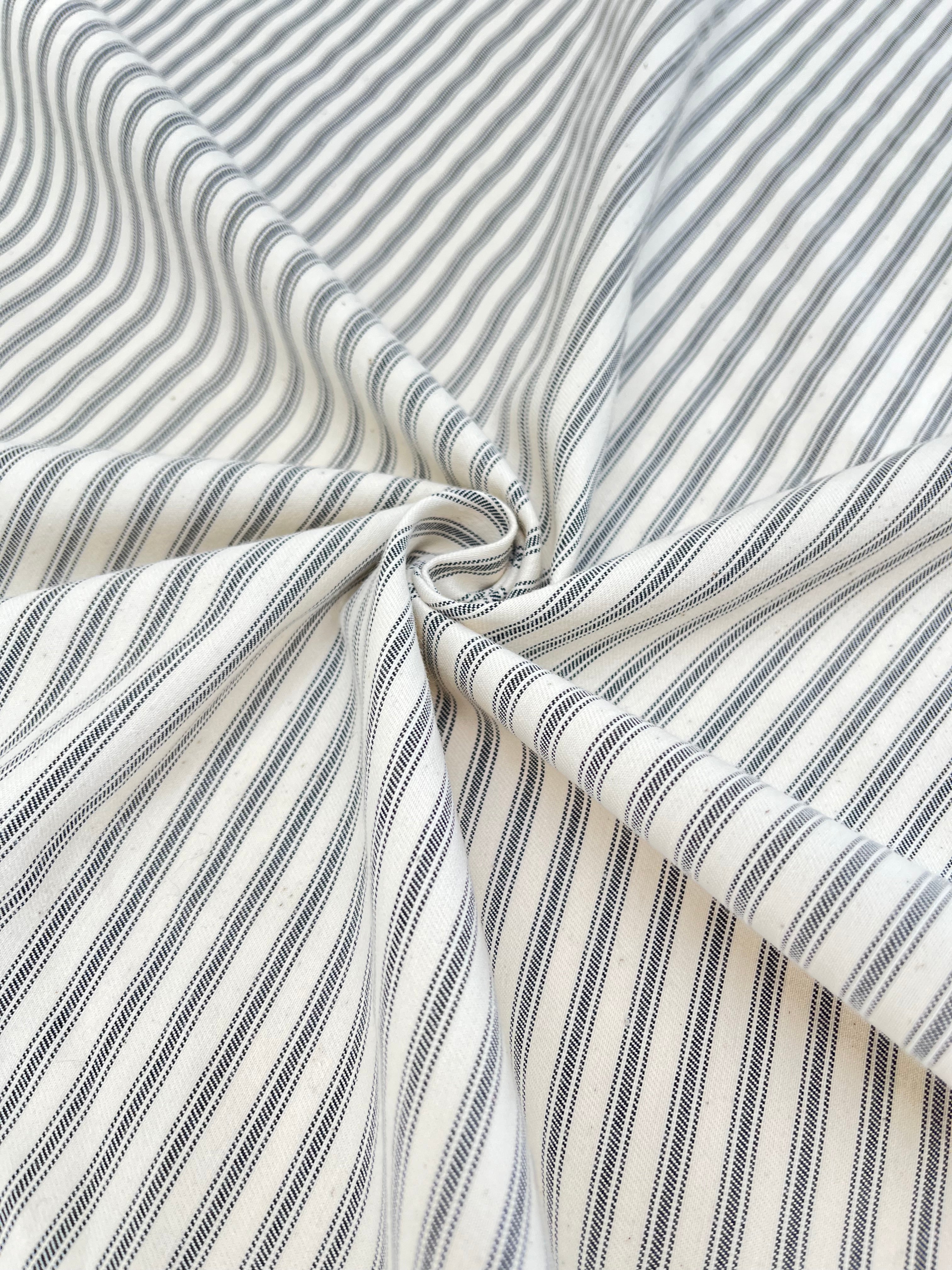 Heavy Weight Softened Cotton Fabric By The Yard - Upholstery Striped 280/m2