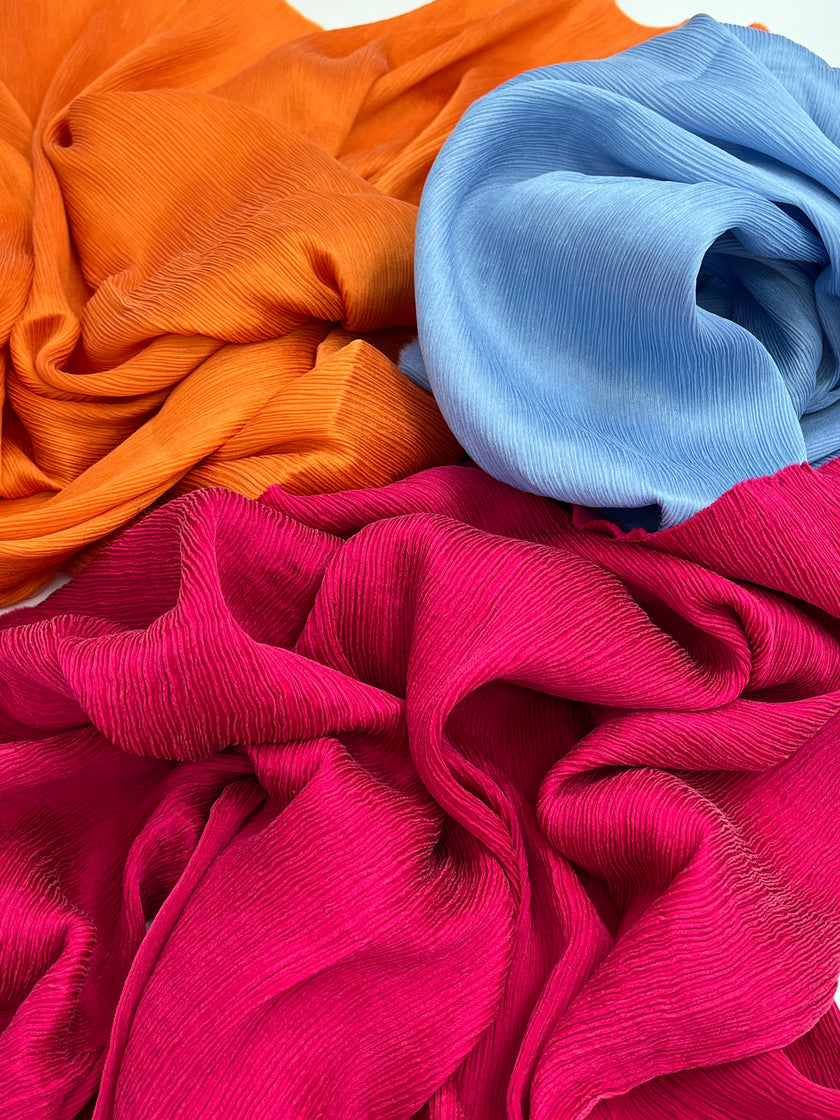 Orange Colour Silk By The Yard, Crinkle Silk.