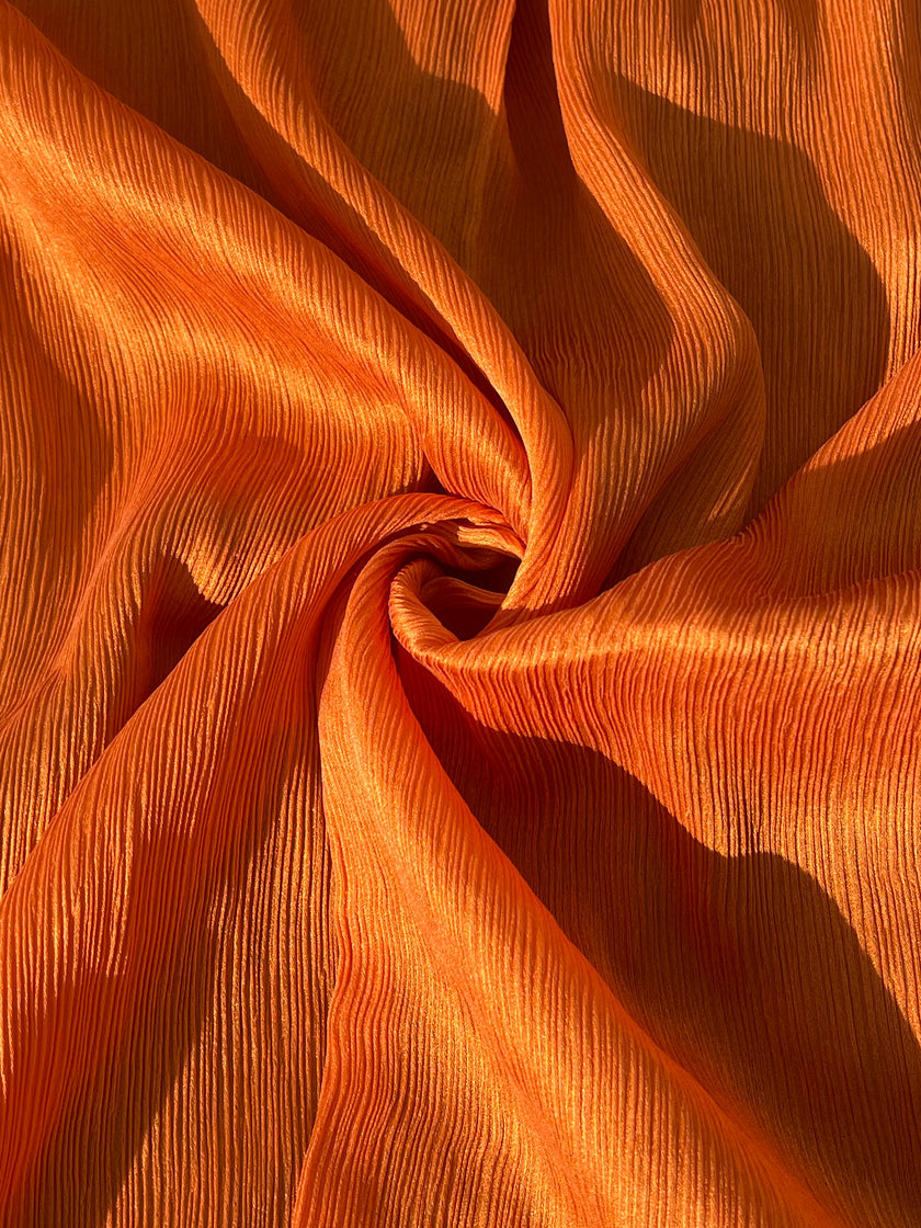 Orange Colour Silk By The Yard, Crinkle Silk.