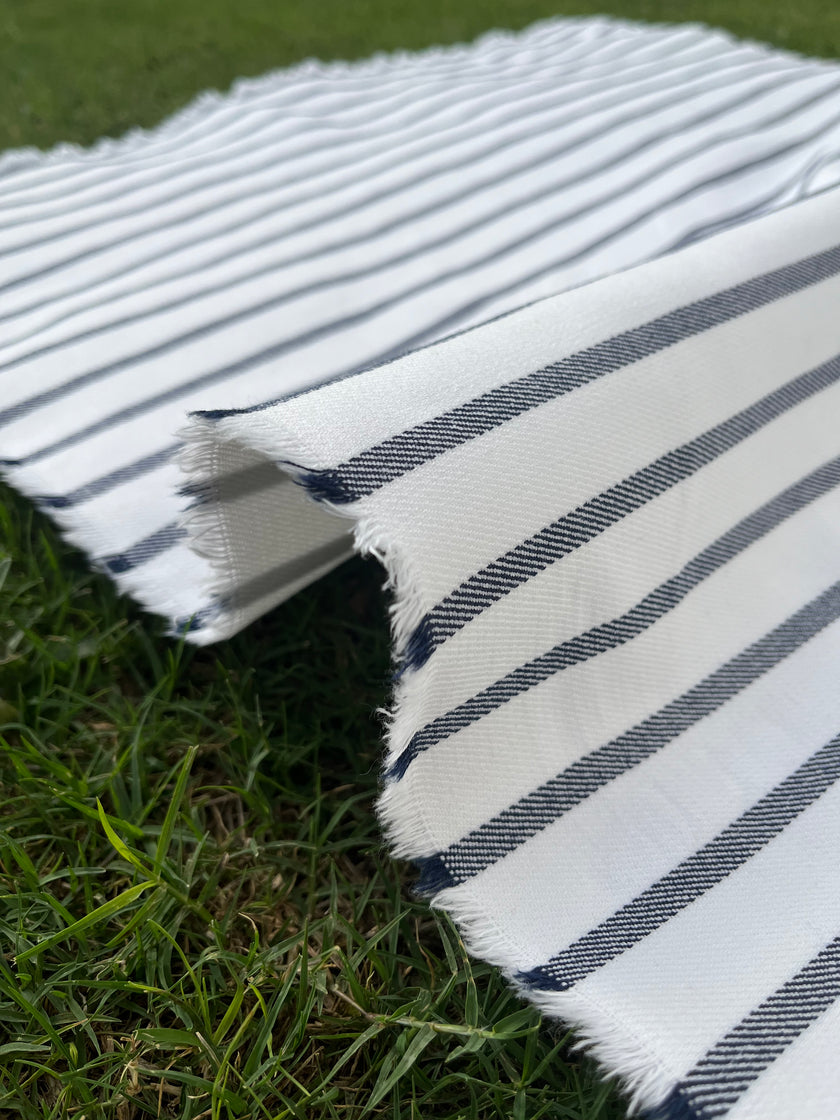 Heavy Weight Softened Cotton Fabric By The Yard- Upholstery Striped /400/gr