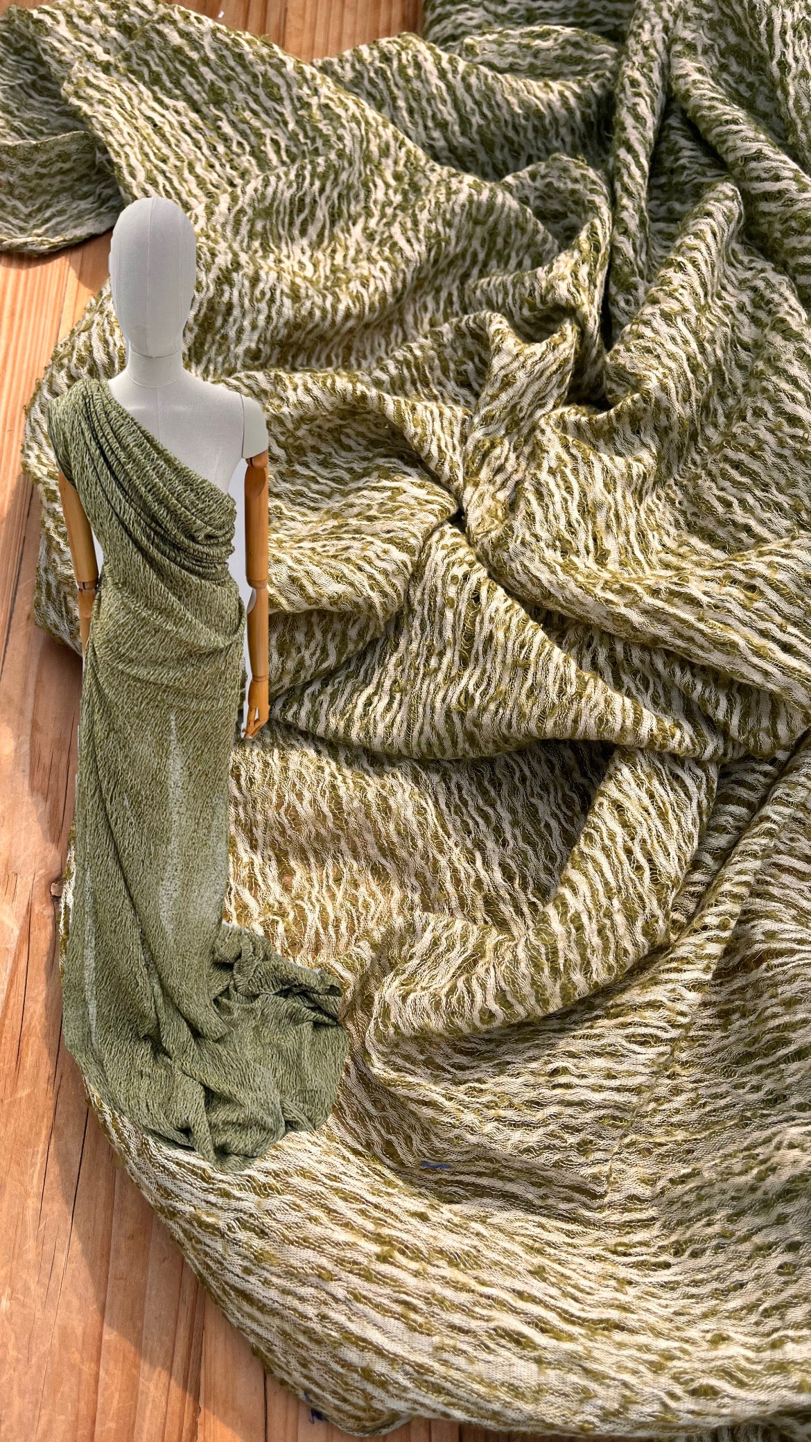 Green Textured Linen Fabric By The Yard Natural Fabrics.