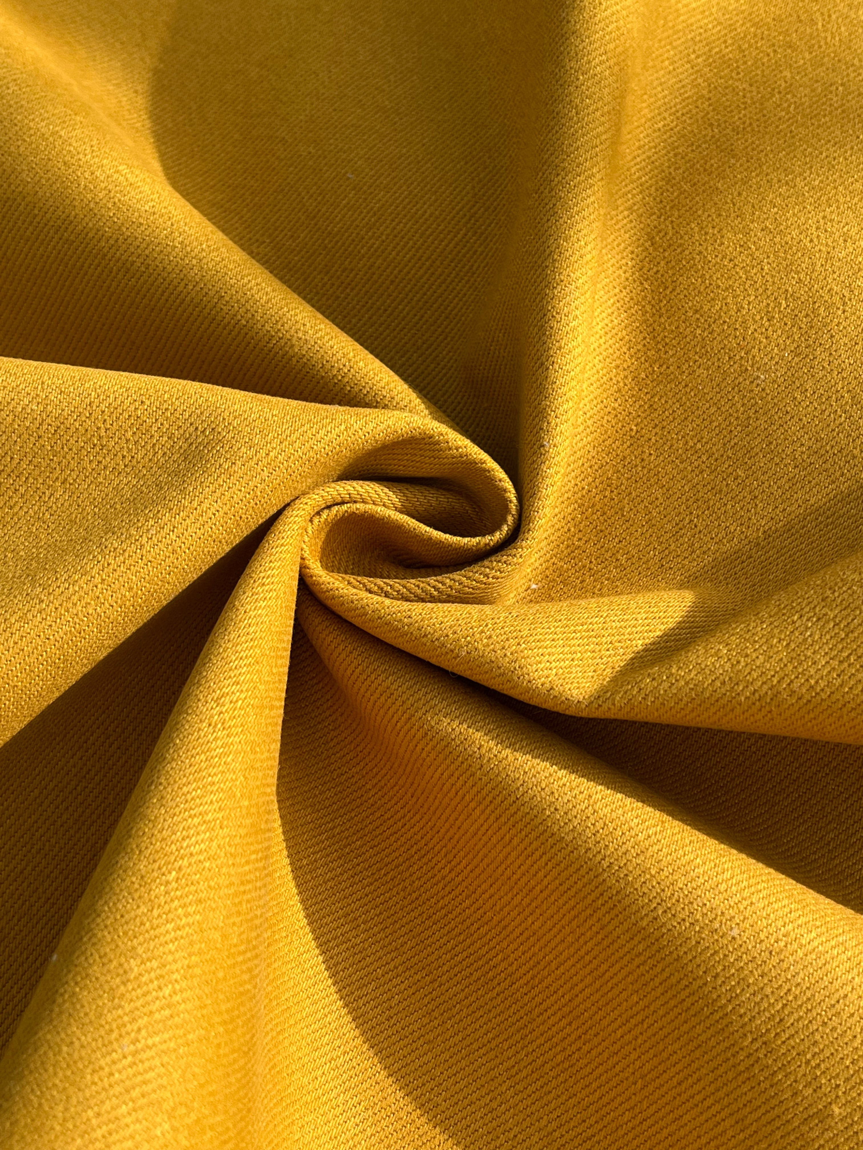 Mustard Yellow Heavy Weight Softened Thick Cotton Fabric By The Yard.