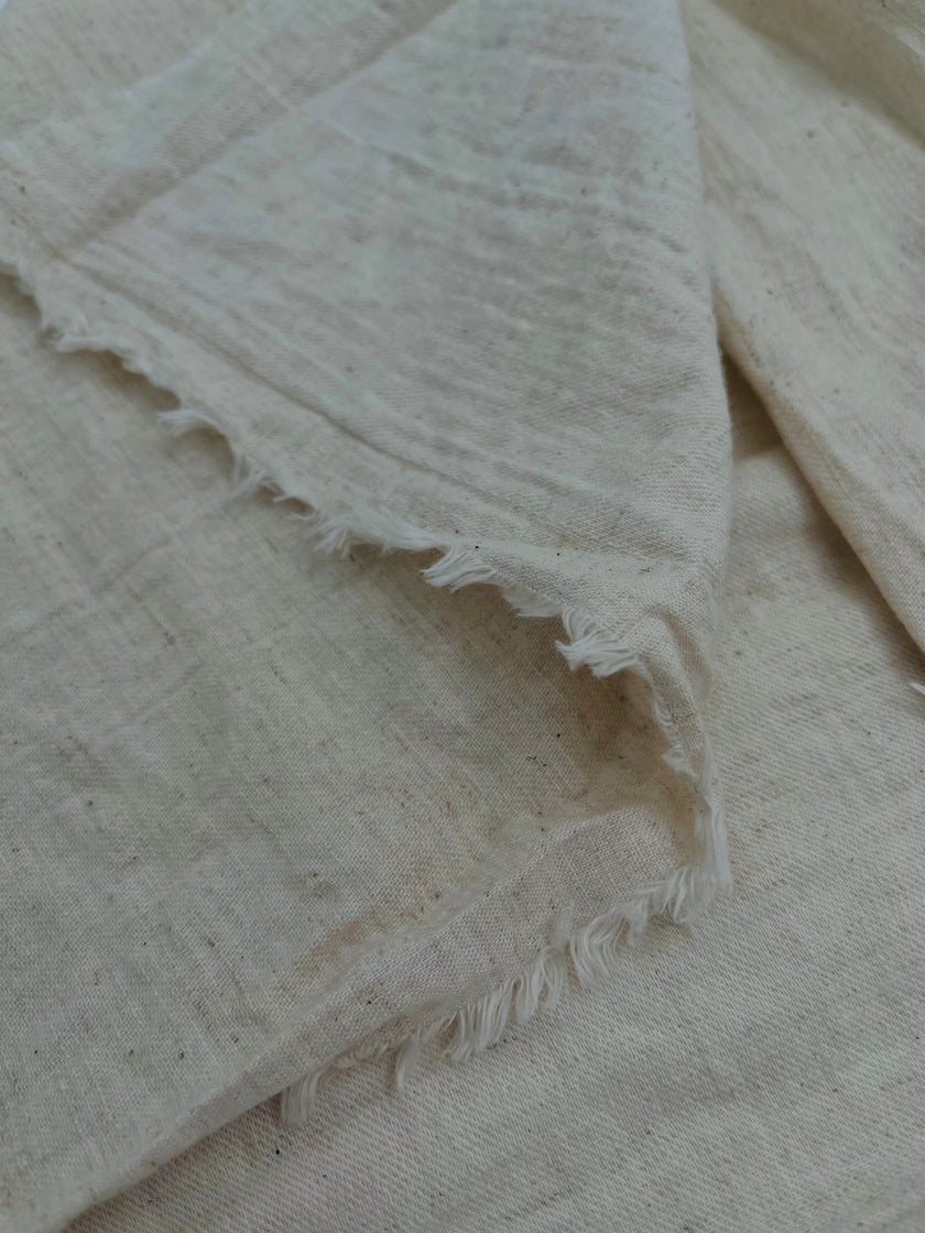 Neutral Unbleached Linen Organic Cotton Blended Fabric By The Meter.