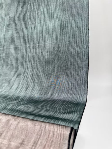 Sage Green Silk Fabric, Moire Silk Fabric, Silk By The Yard. Watermark Pattern.