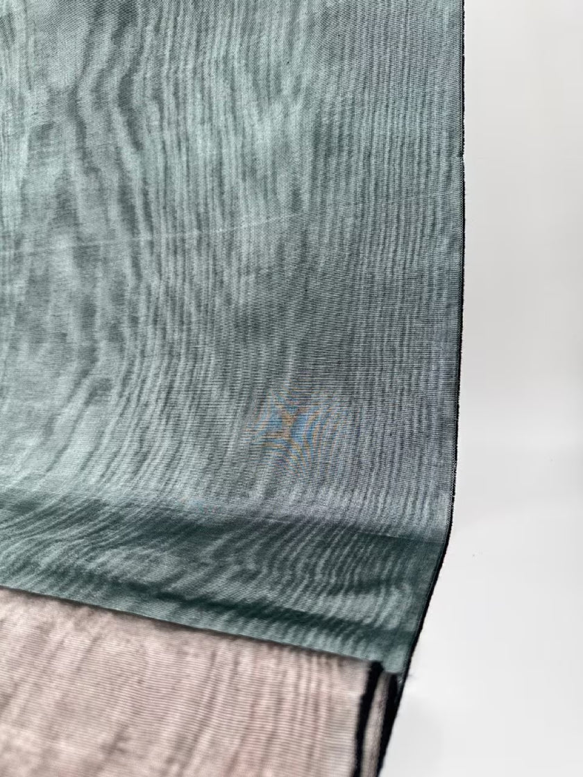 Sage Green Silk Fabric, Moire Silk Fabric, Silk By The Yard. Watermark Pattern.