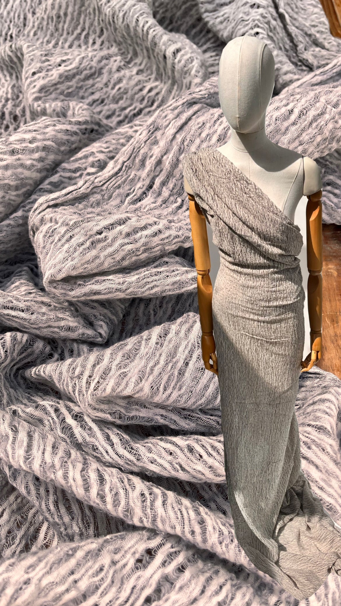 Light Gray Unique Natural Fabrics: Funky, Sheer, and Textured Cotton Linen.