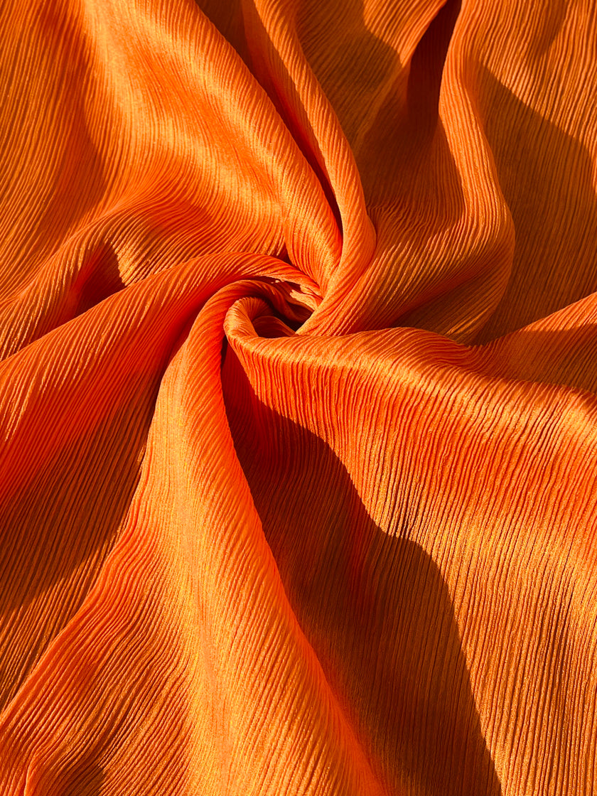 Orange Colour Silk By The Yard, Crinkle Silk.