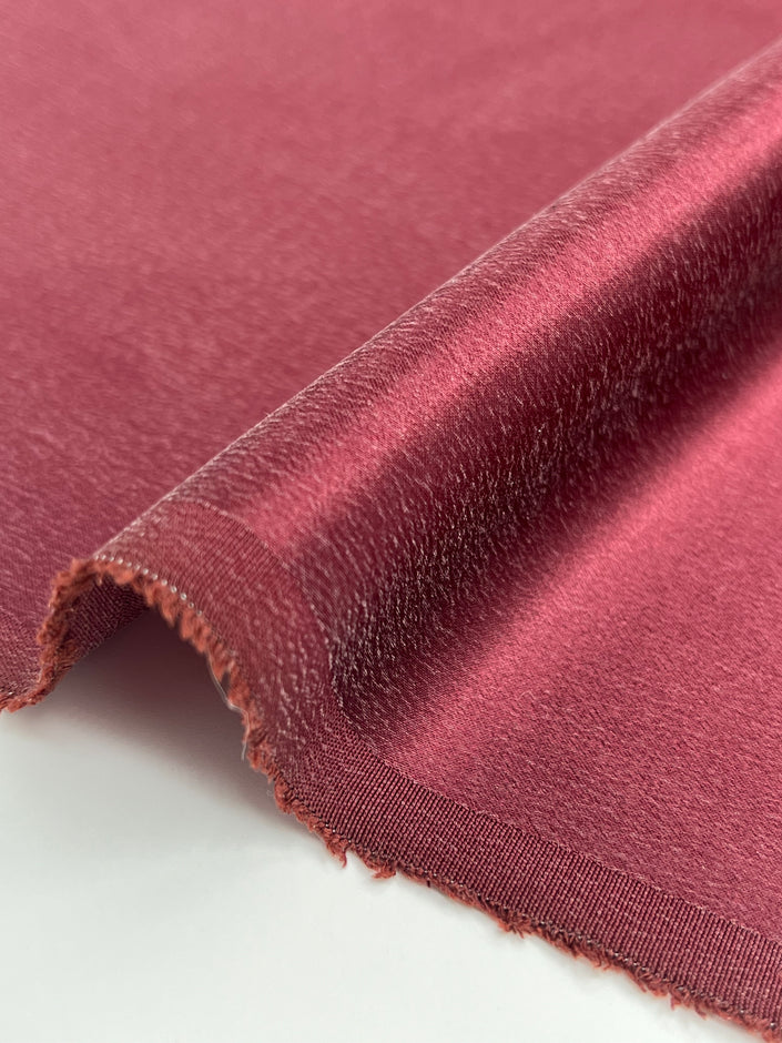 Burgundy Red  / Wine Red Stoned Silk Satin.
