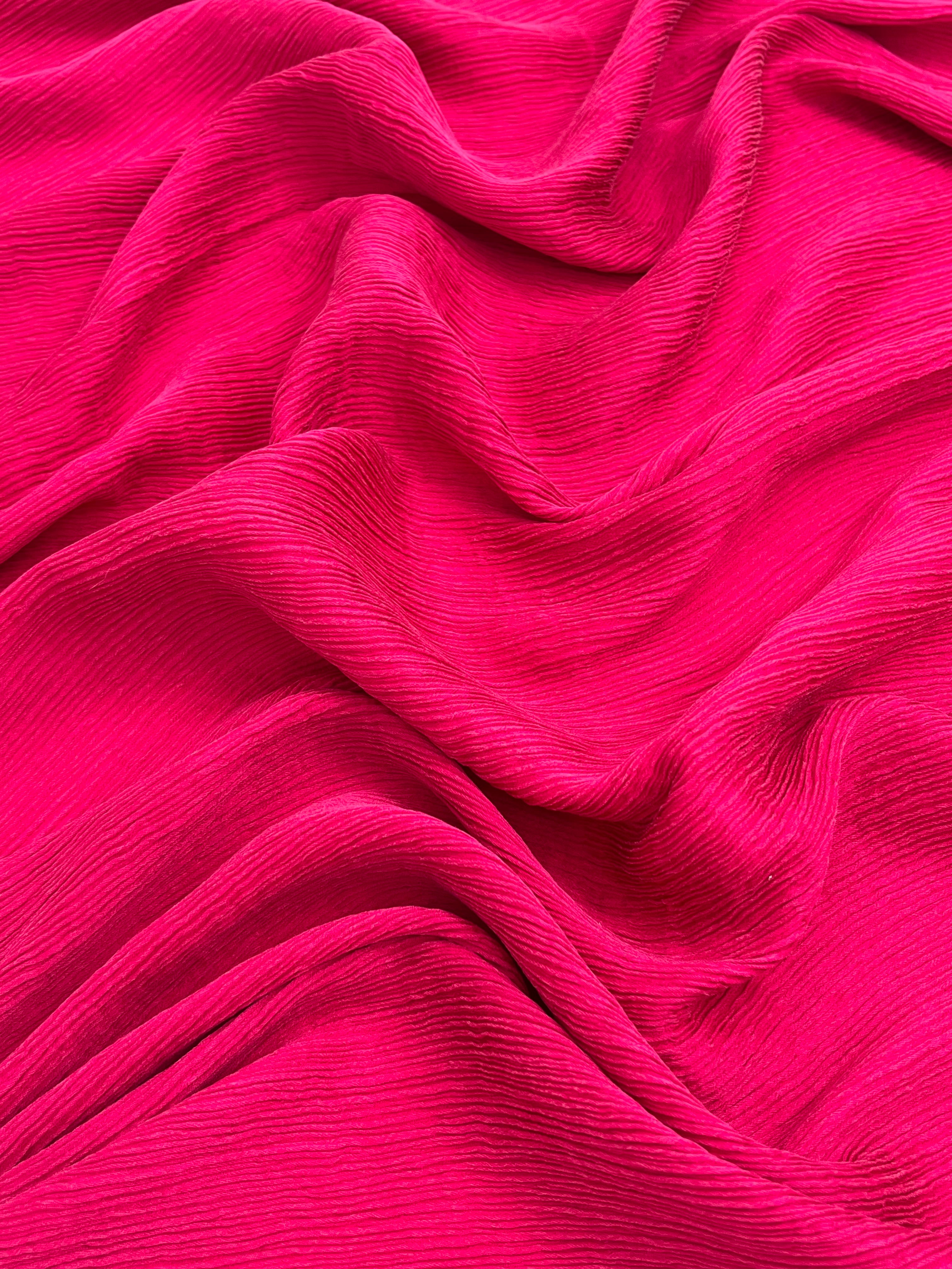 Fuchsia Pink Silk By The Yard, Natural Silk, Mulberry Silk, Crinkle Silk.