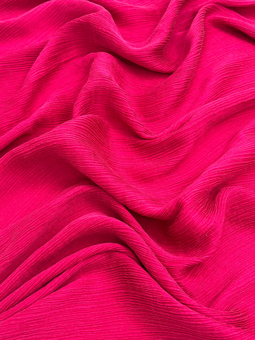 Fuchsia Pink Silk By The Yard, Natural Silk, Mulberry Silk, Crinkle Silk.