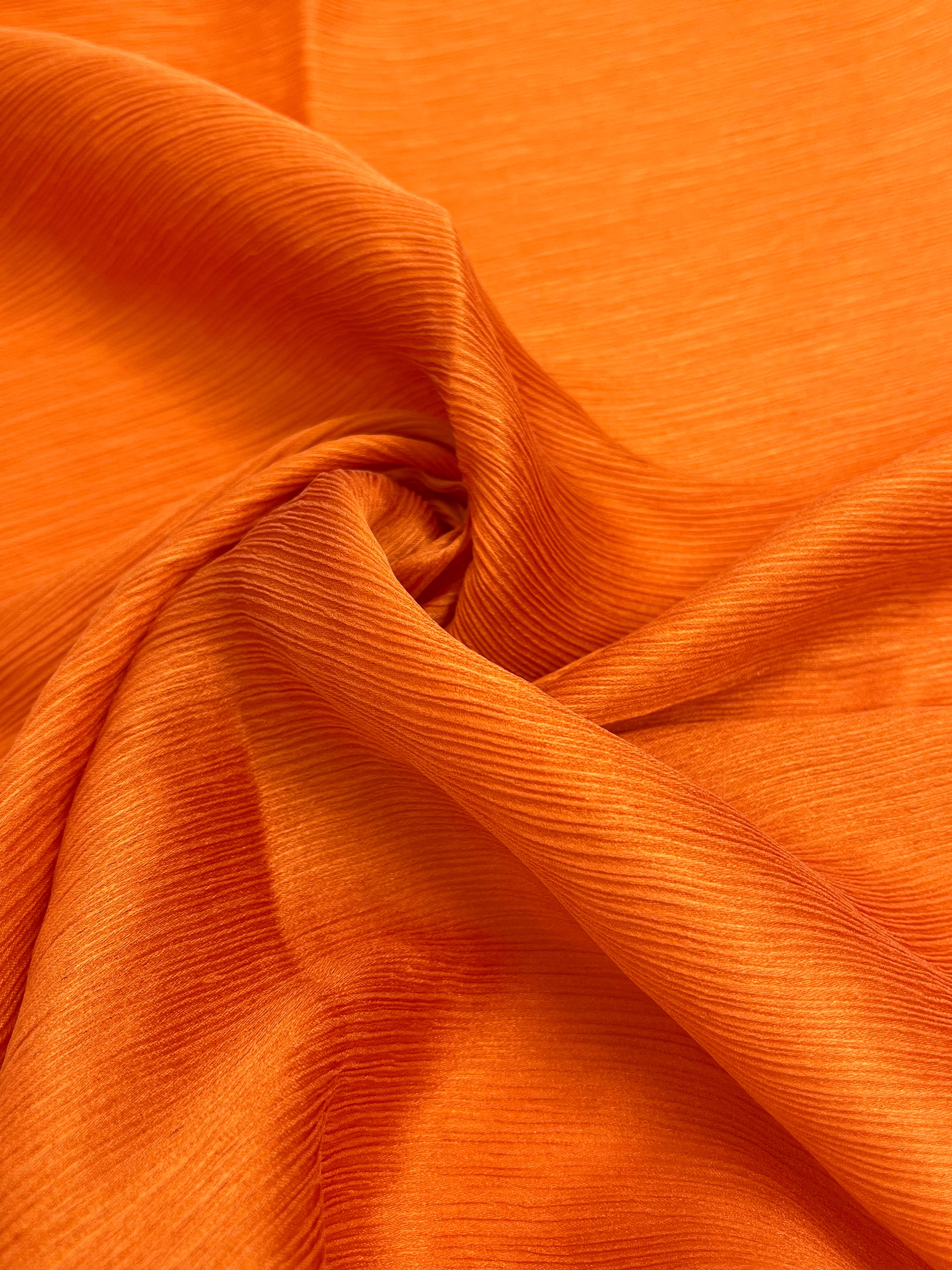 Orange Colour Silk By The Yard, Crinkle Silk.