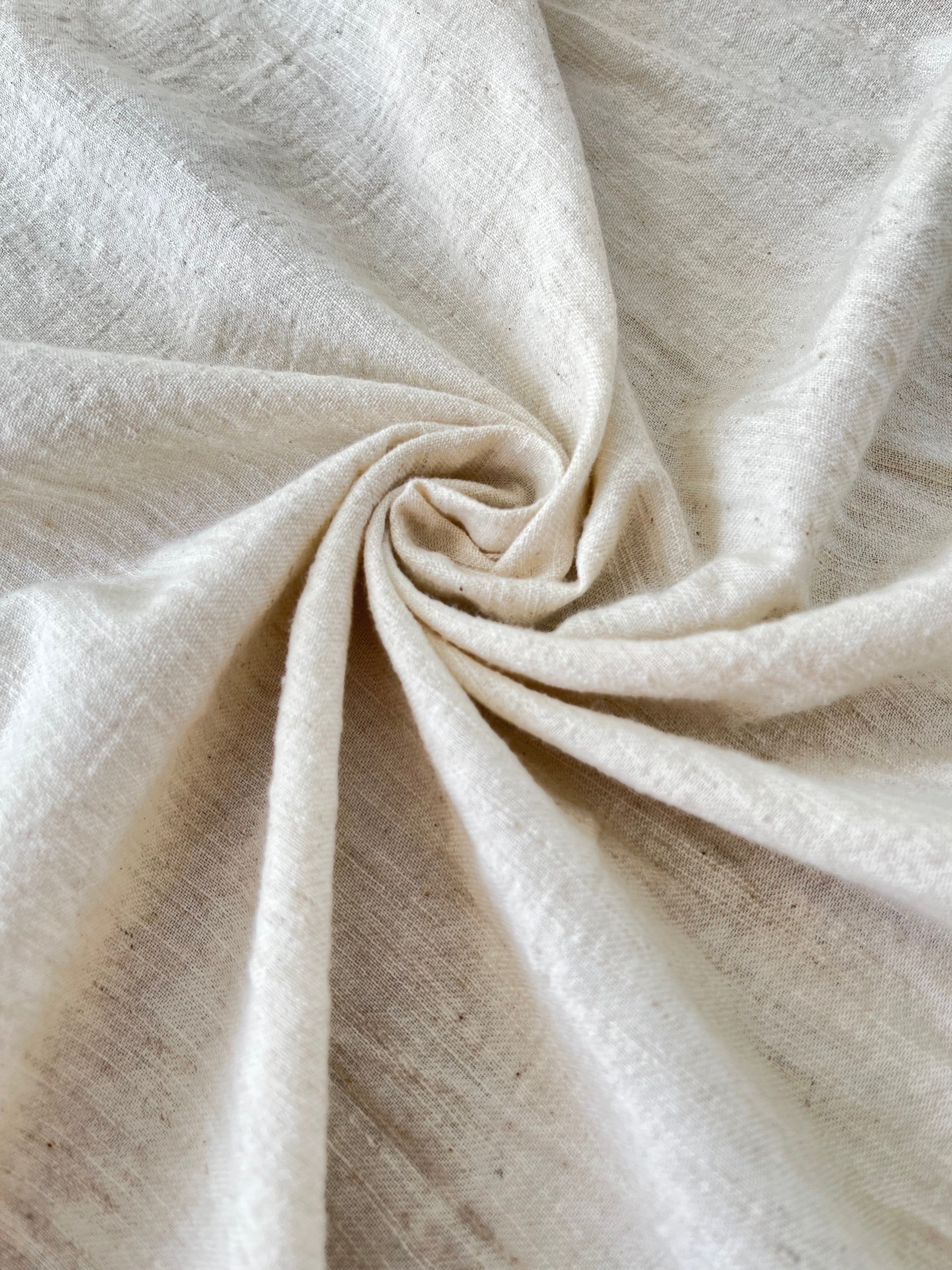 Neutral Unbleached Linen Organic Cotton Blended Fabric By The Meter.