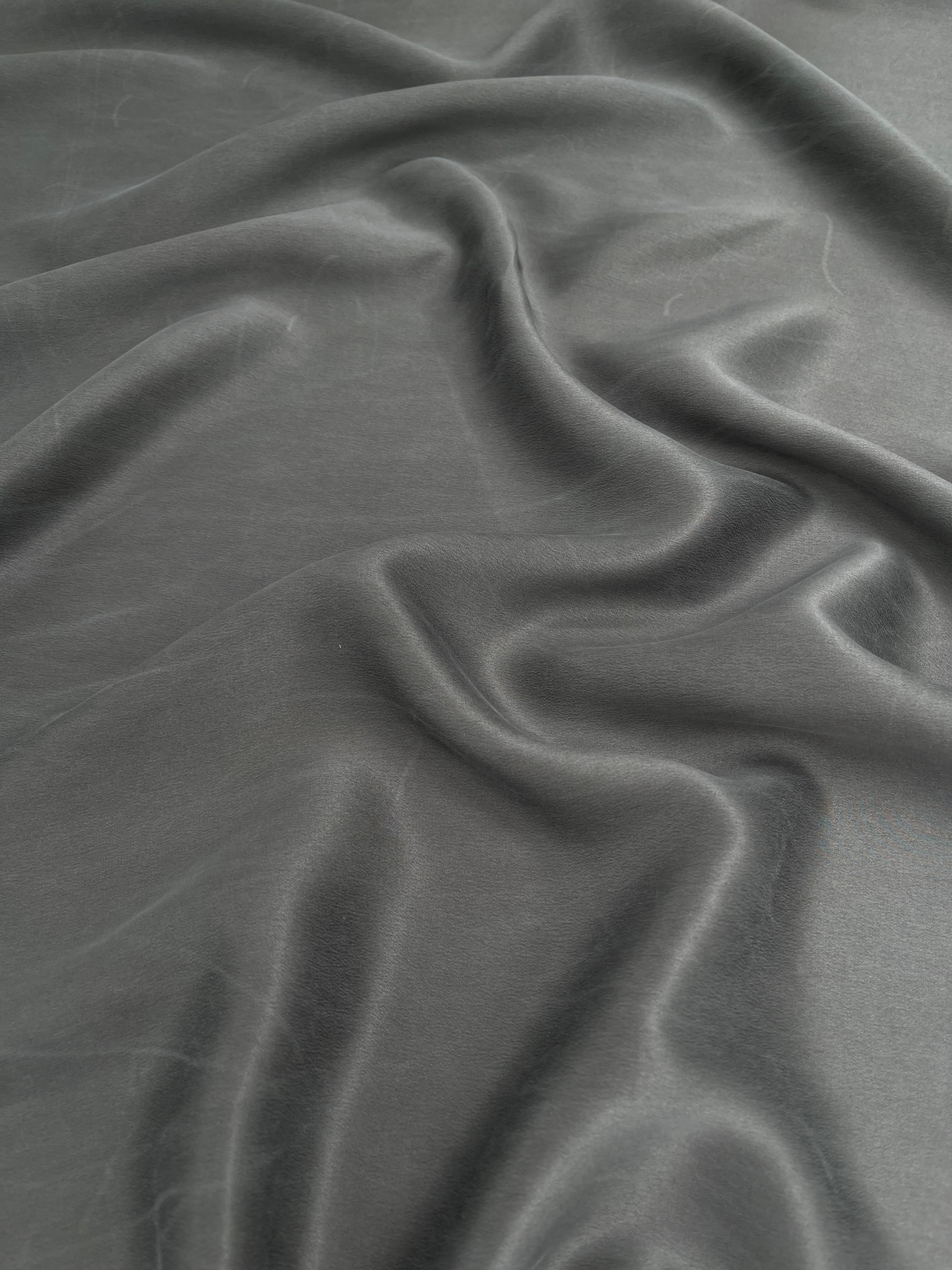 Stoned Gray Satin Pure Silk.