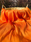 Orange Colour Silk By The Yard, Crinkle Silk.