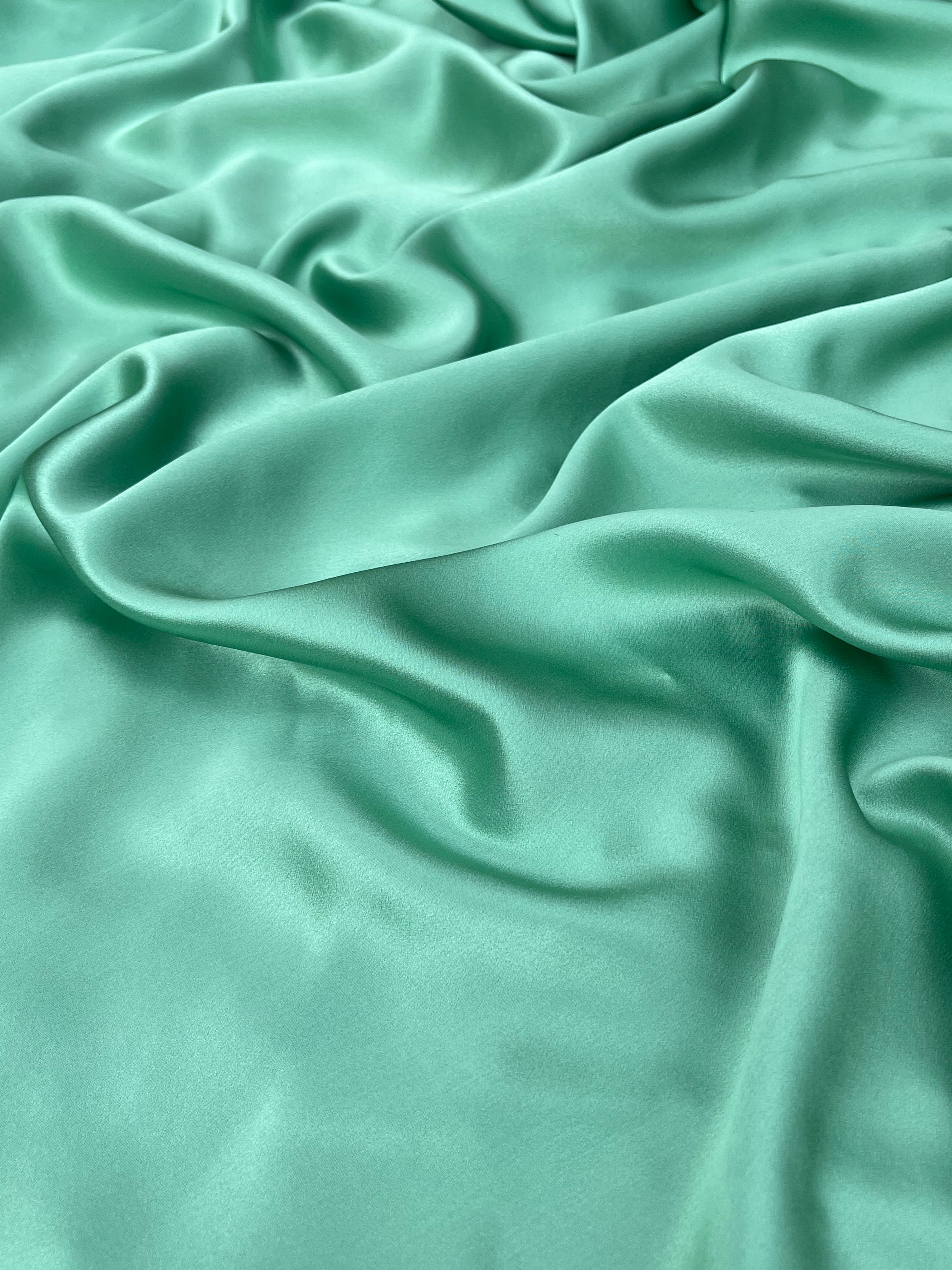 Spearmint Green Satin Pure Silk, Silk By The Yard.