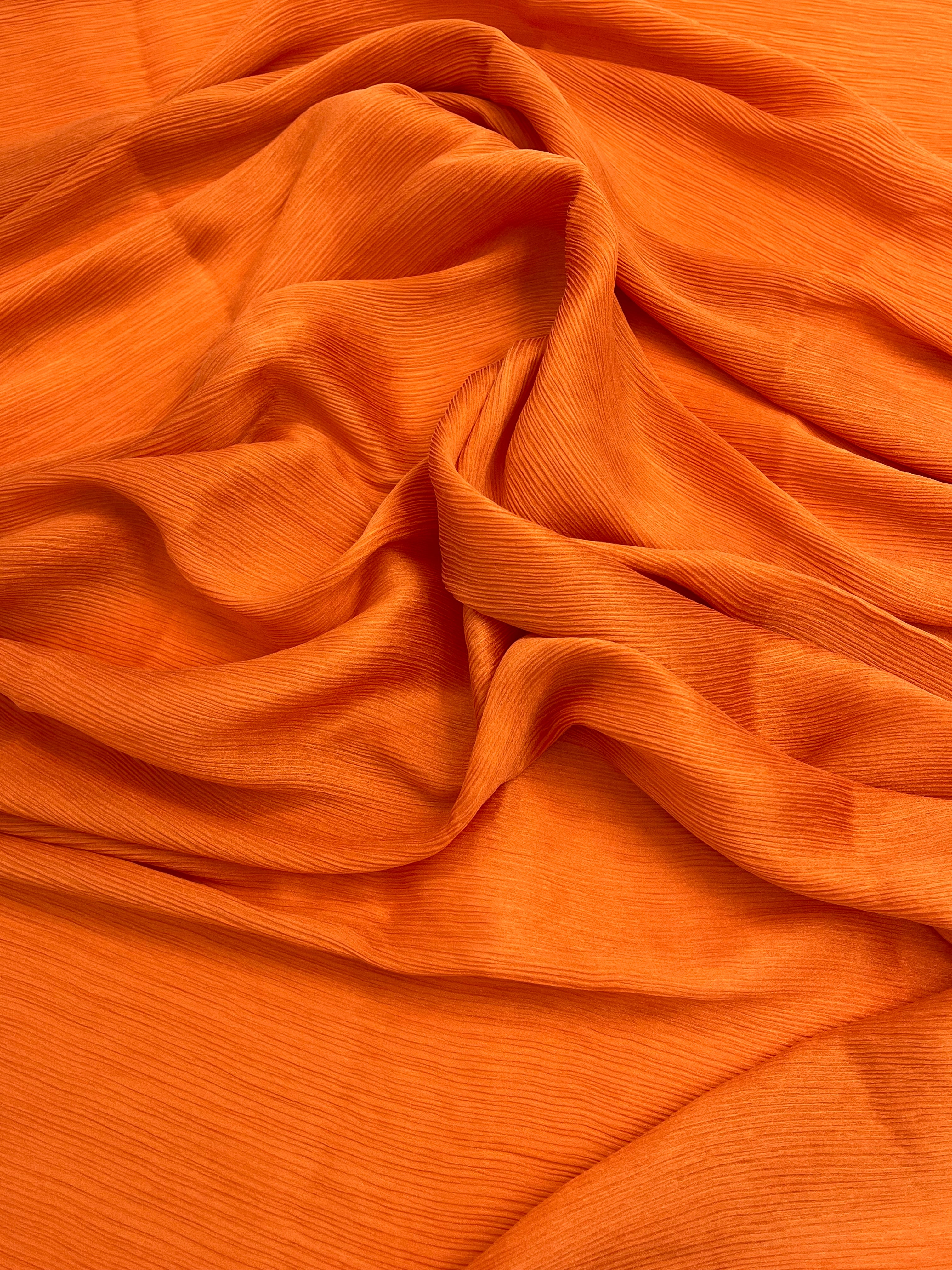 Orange Colour Silk By The Yard, Crinkle Silk.