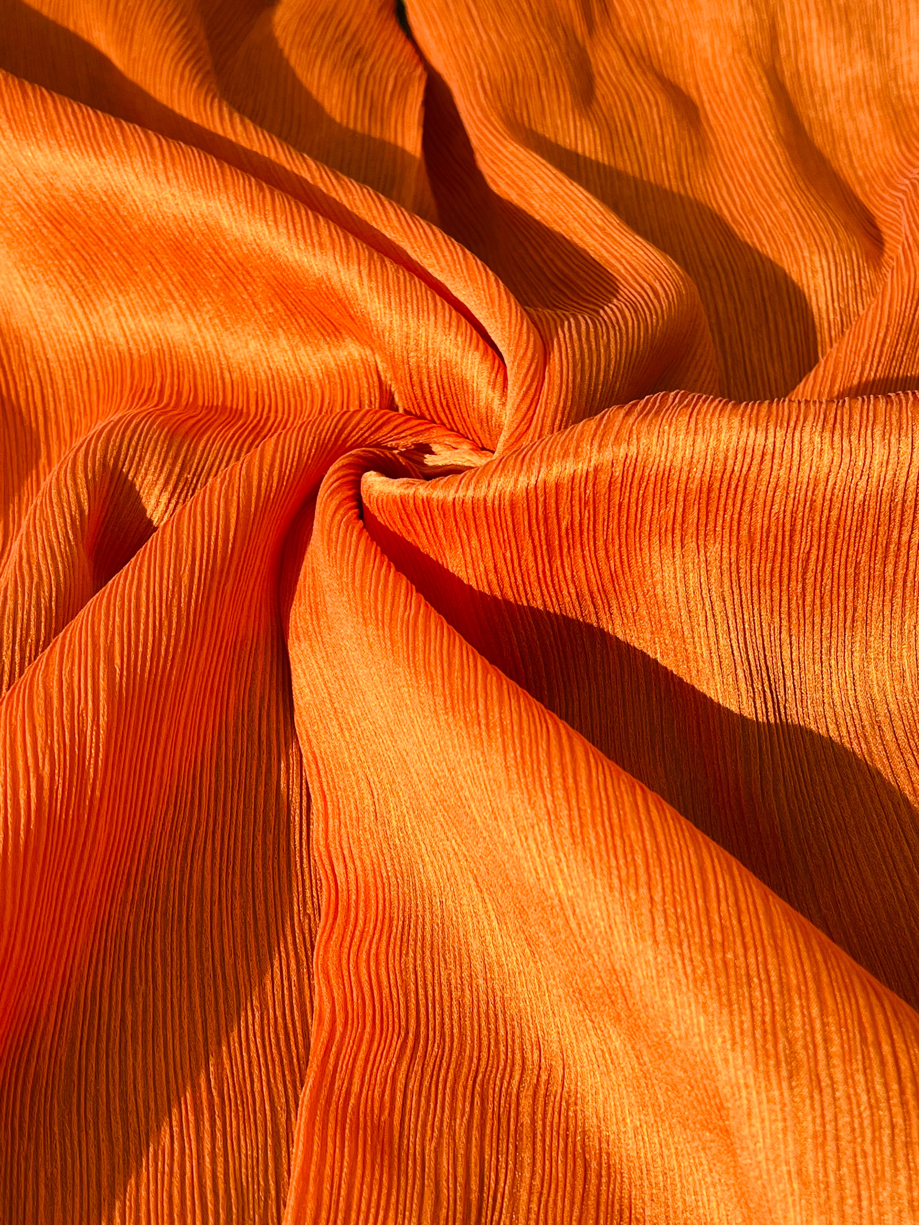 Orange Colour Silk By The Yard, Crinkle Silk.