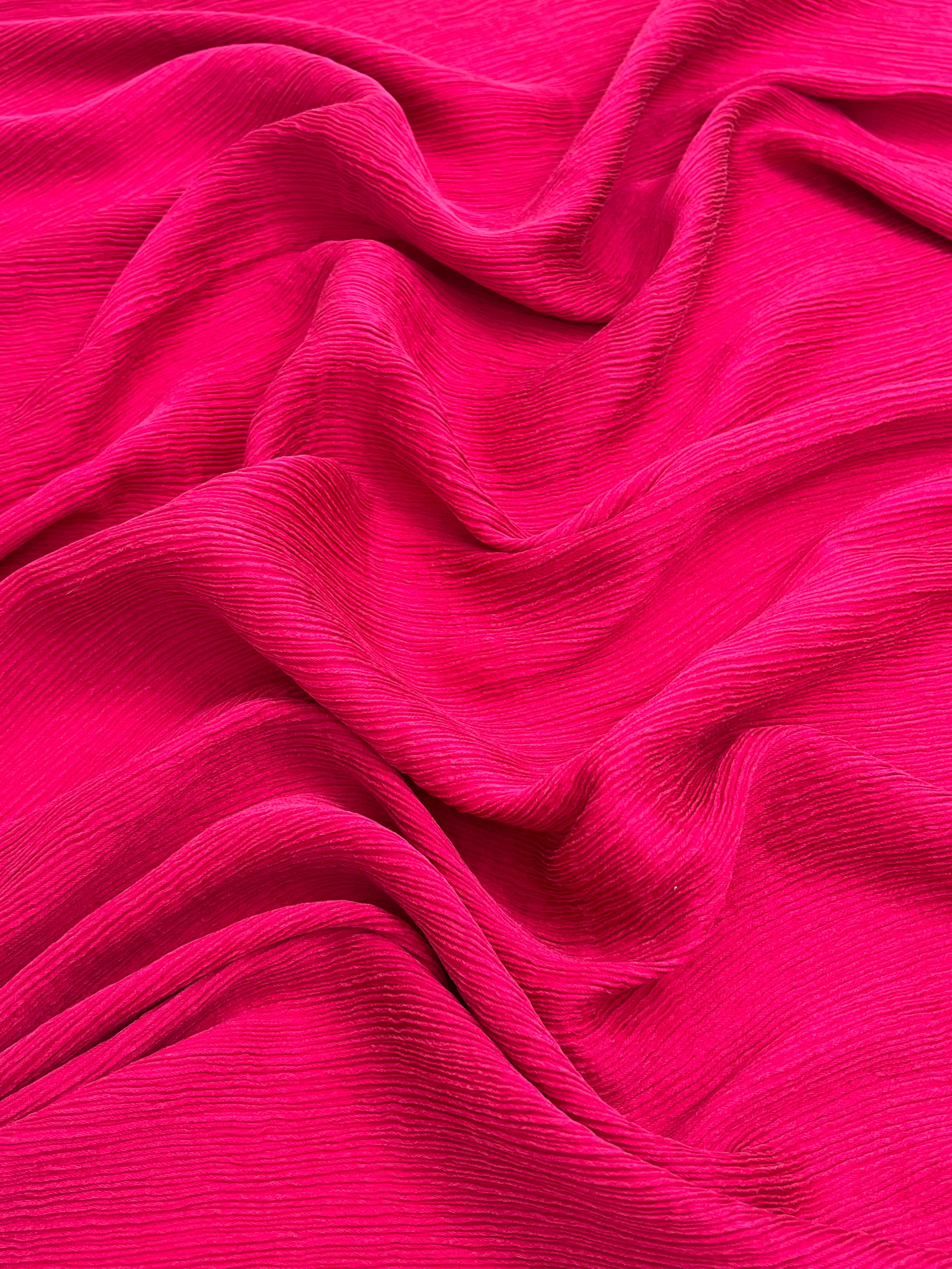 Fuchsia Pink Silk By The Yard, Natural Silk, Mulberry Silk, Crinkle Silk.