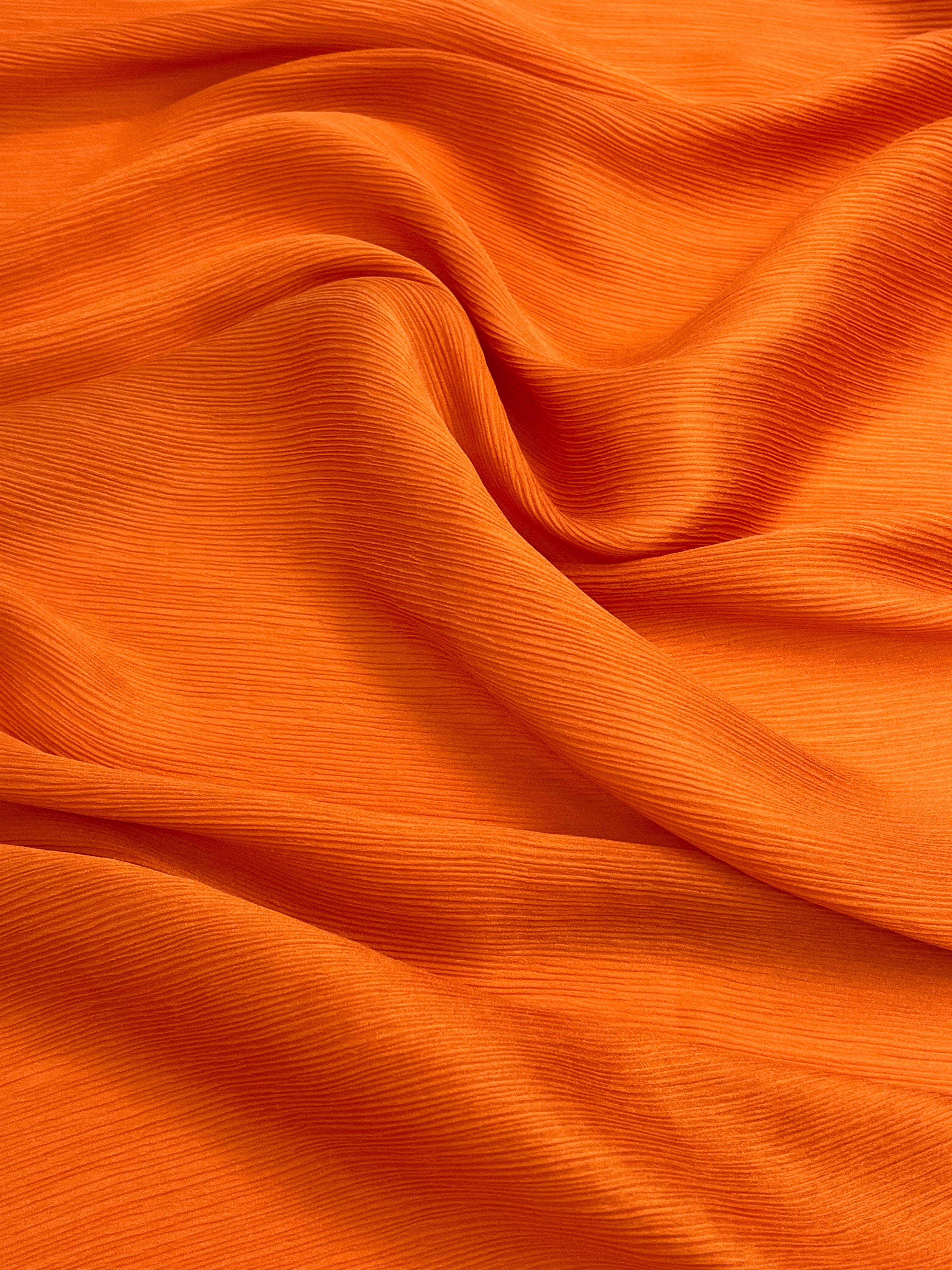 Orange Colour Silk By The Yard, Crinkle Silk.
