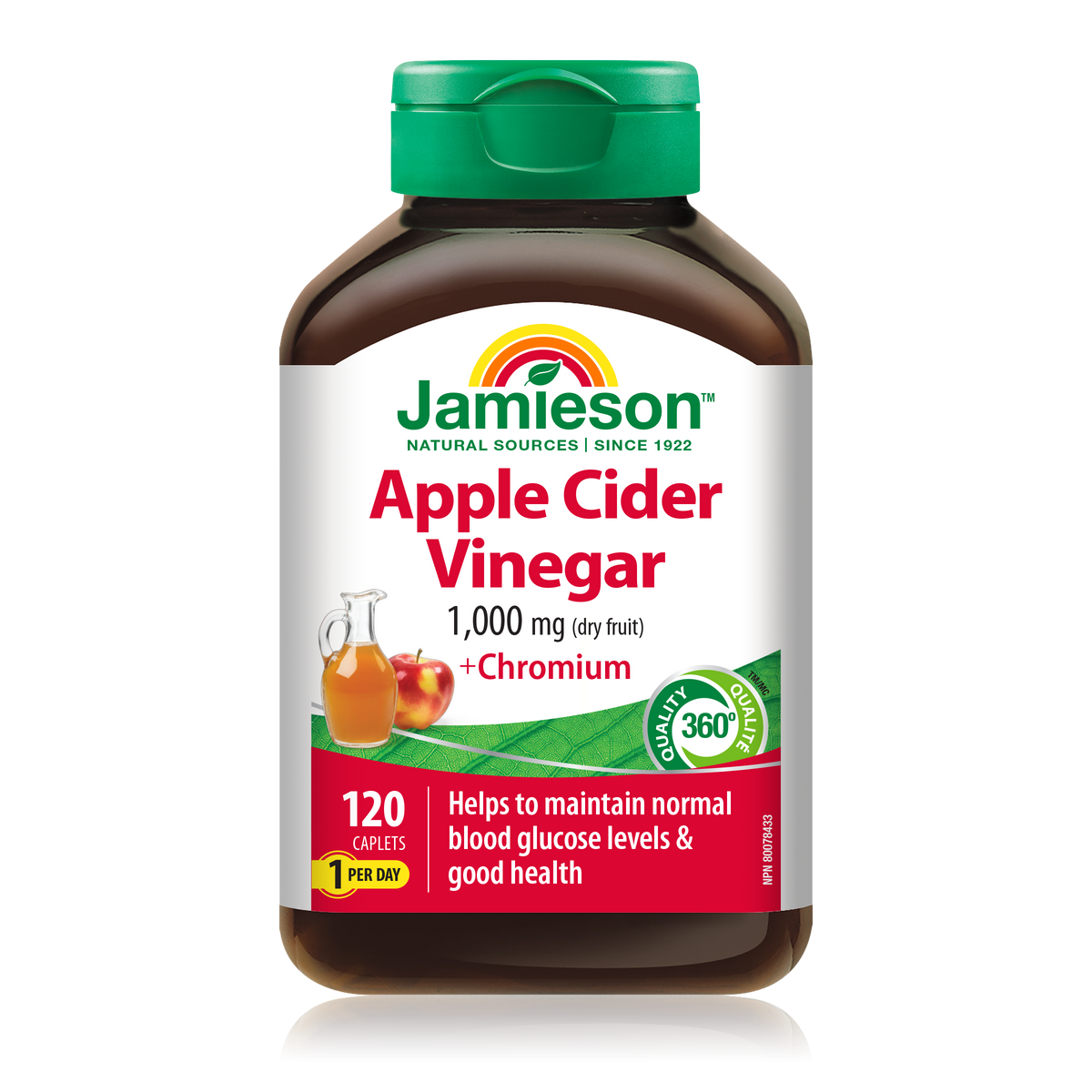 31000642 Jamieson Apple Cider Vinegar & Chromium 1,000 mg, 120 ct 7993_R2114_AppleCiderVinegar+Chromium_375cc_BTL_MAIN