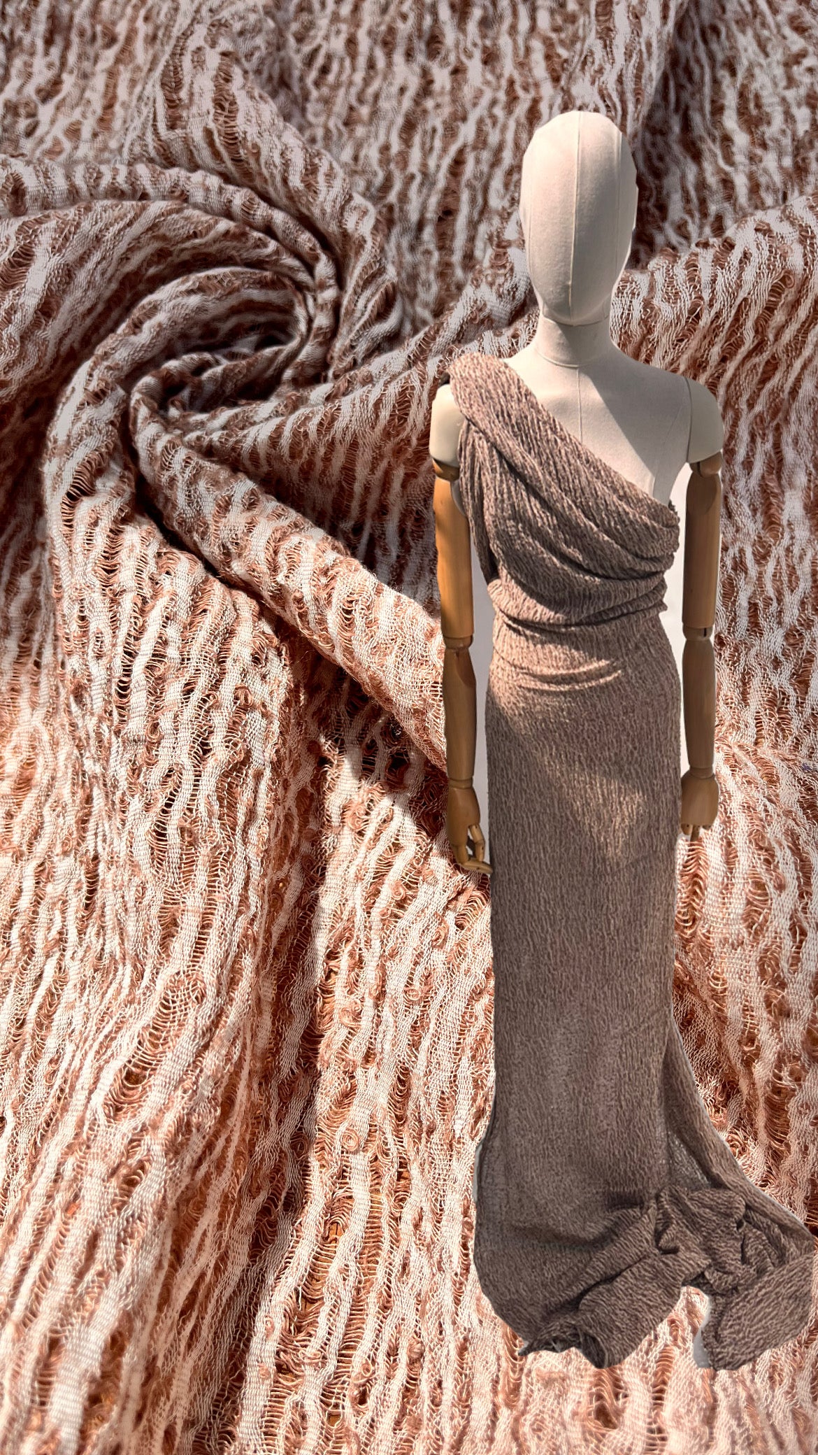 Brown Linen Fabric By The Yard Textured Handloom Semi-Sheer Natural Fabrics..