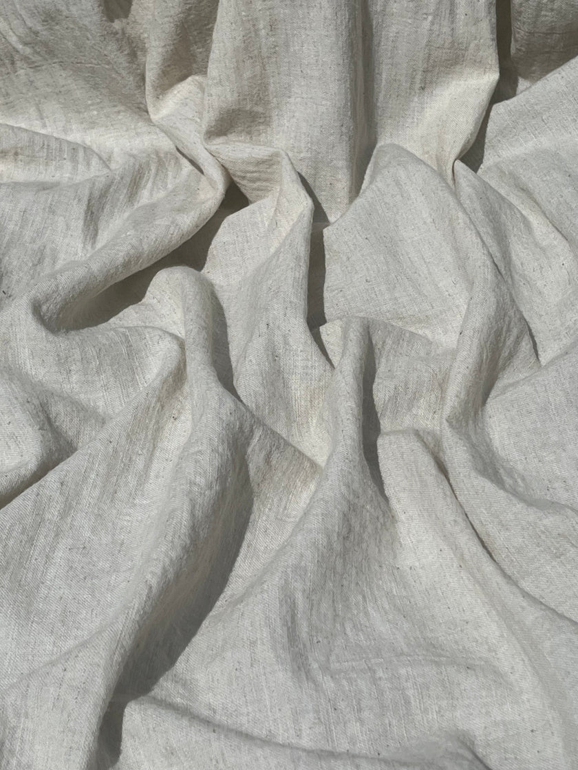 Neutral Unbleached Linen Organic Cotton Blended Fabric By The Meter.