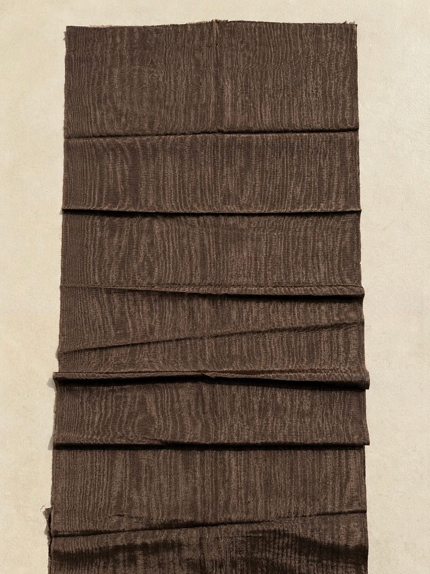 Light Brown Moire Kutnu Silk Fabric – Handwoven Ottoman Watermark Textile | Luxury Upholstery & Interior Design Fabric
