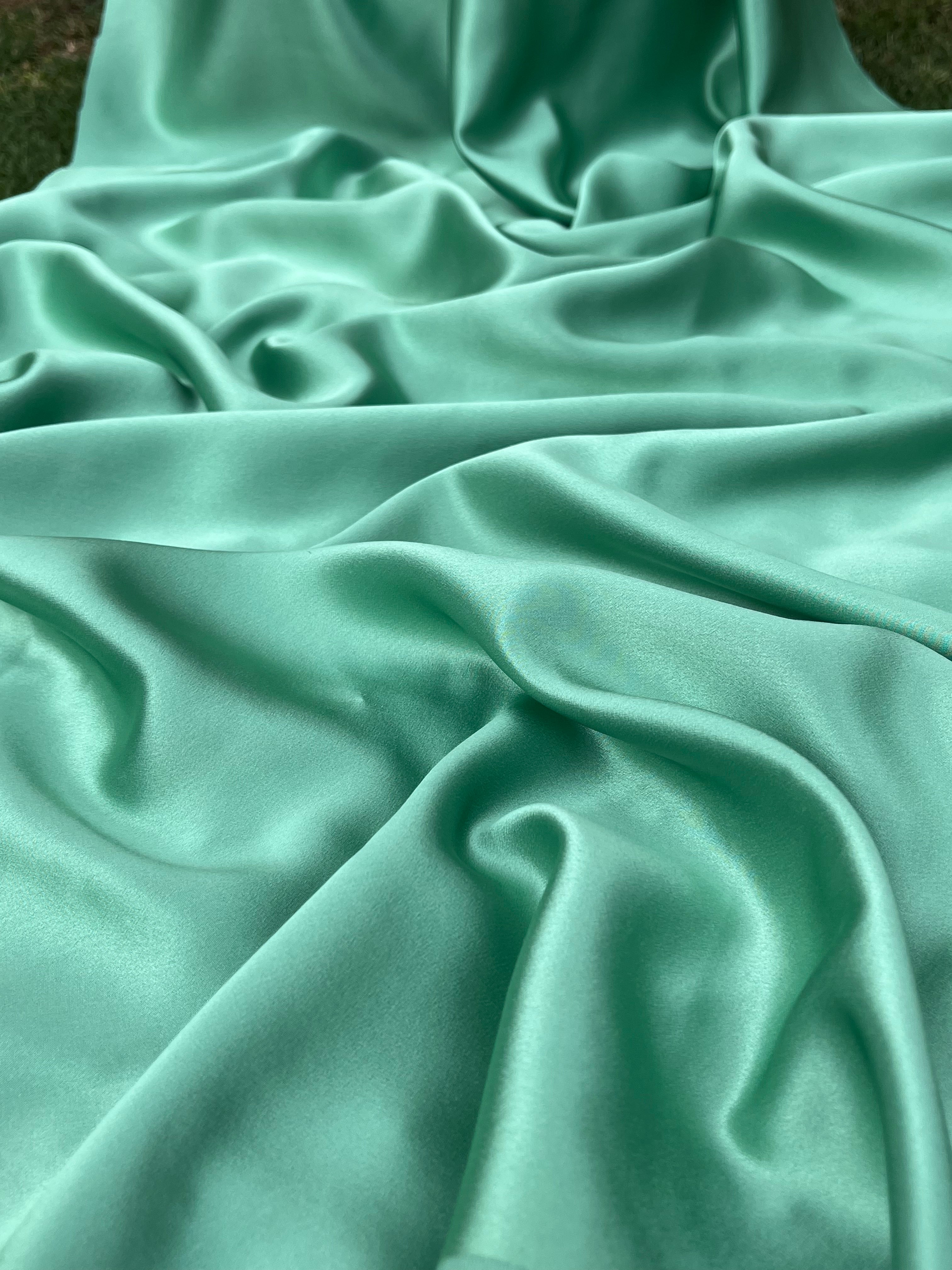 Spearmint Green Satin Pure Silk, Silk By The Yard.